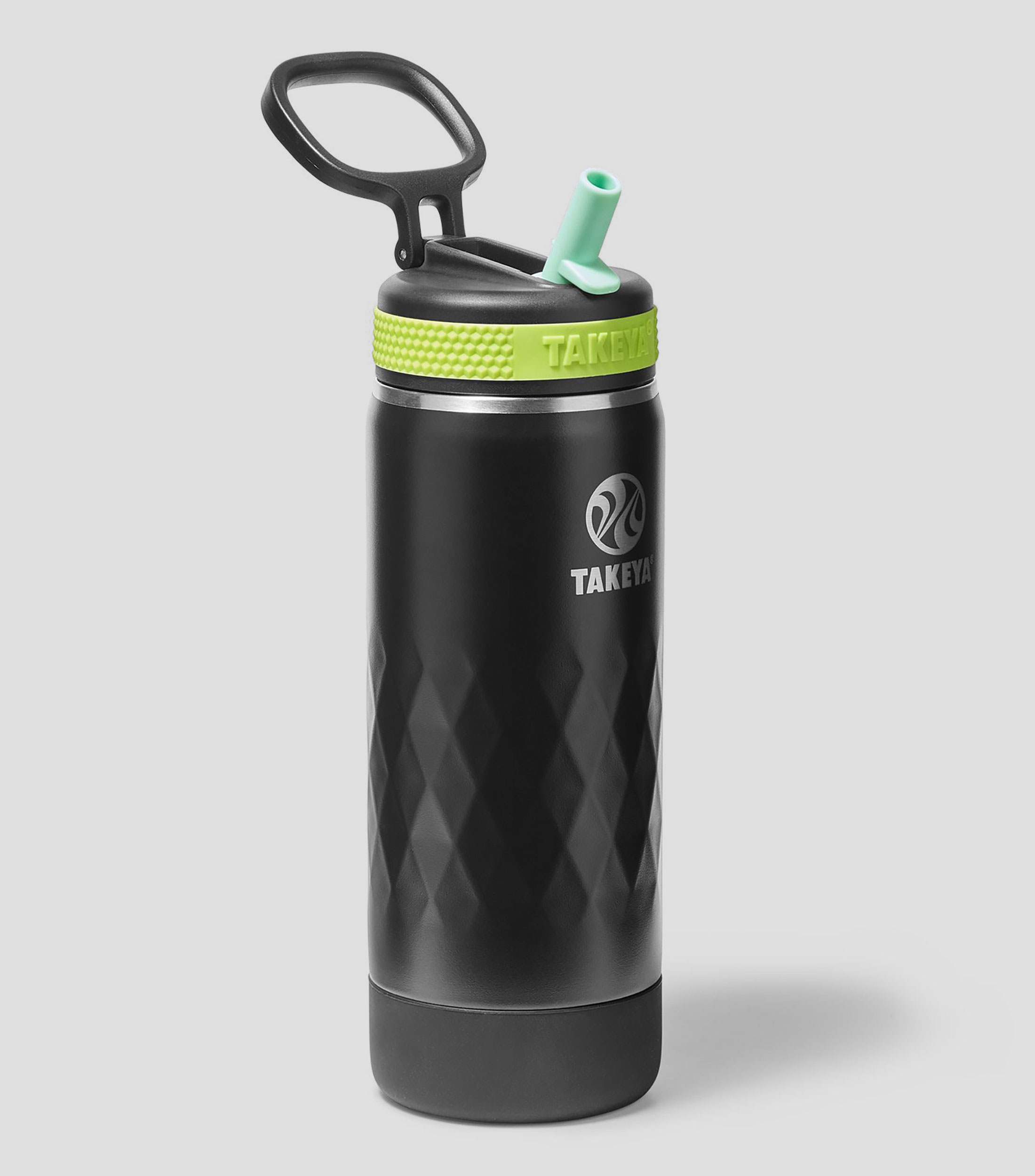 Botella Core con popote Negro, 530 ml
