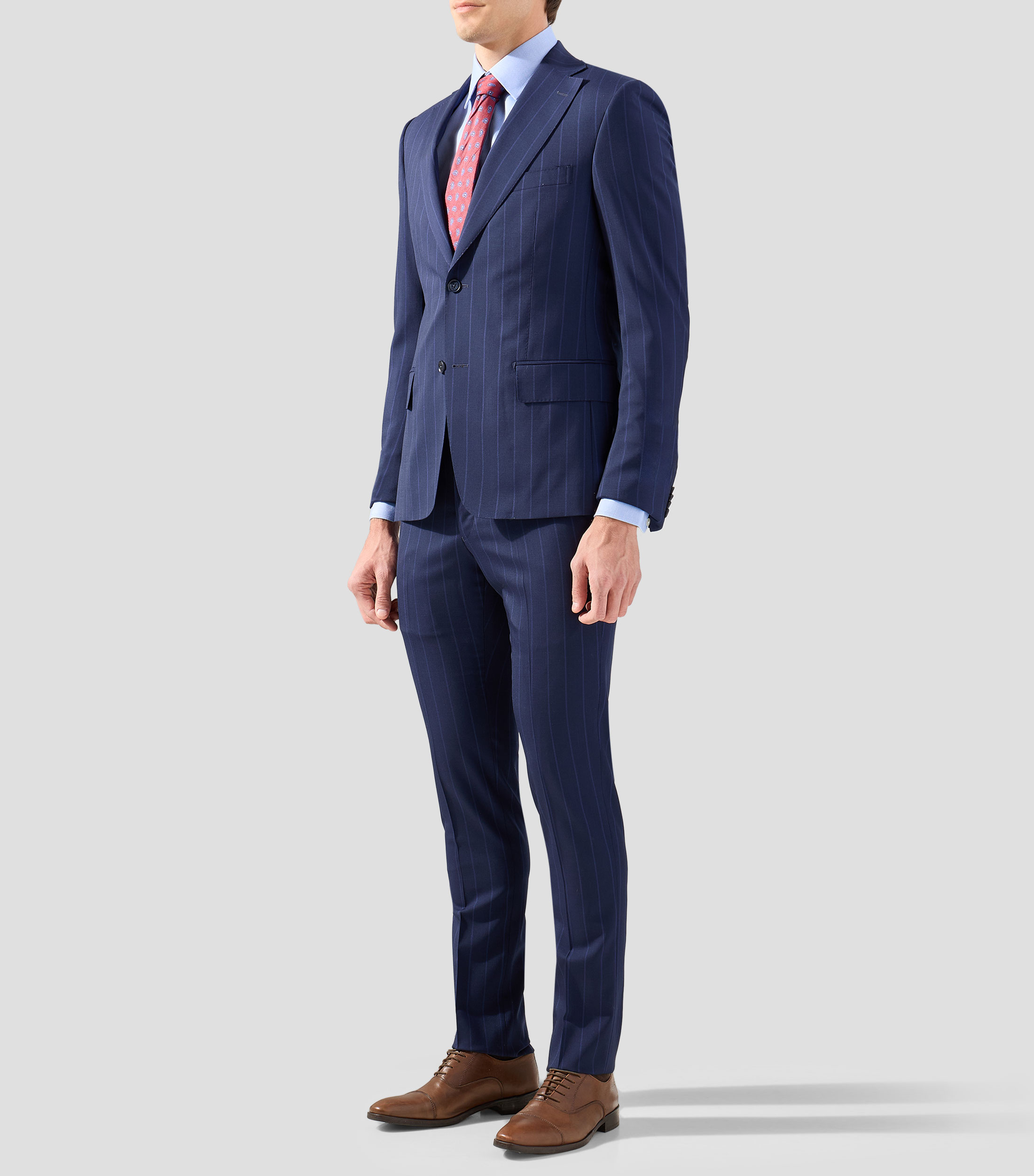 Traje en lana corte slim rayas Hombre