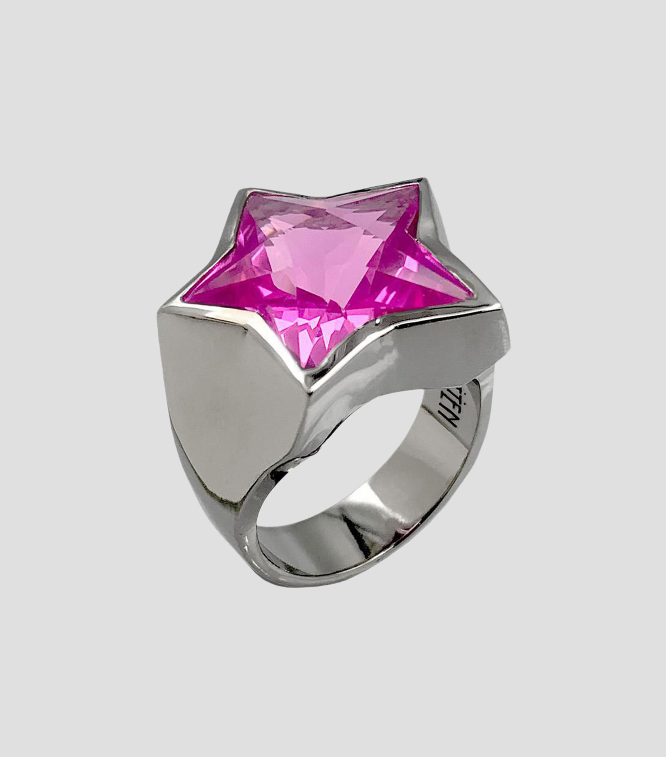 Anillo estrella en Plata con Topacio rosa Unisex