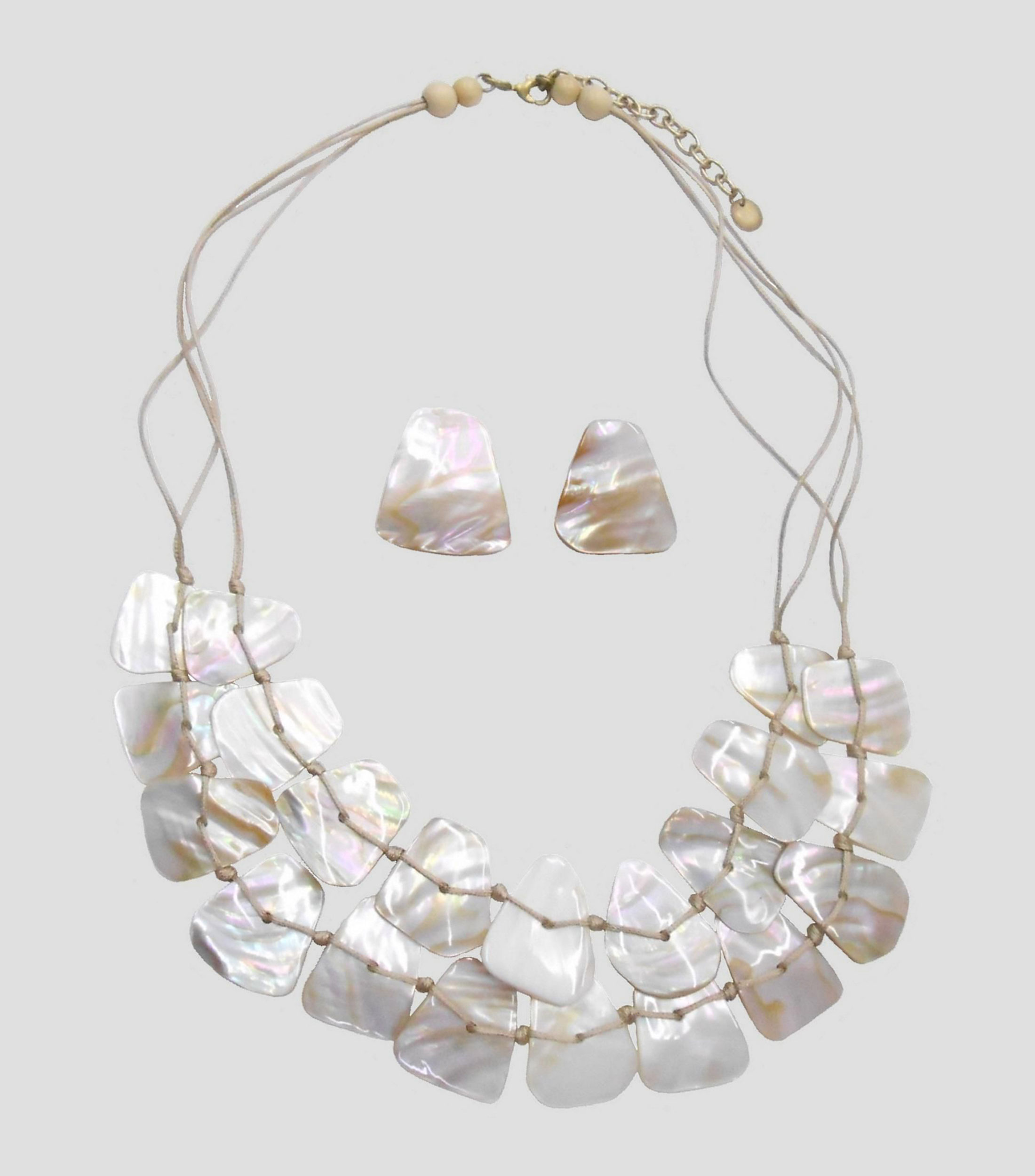Set collar y aretes concha Mujer