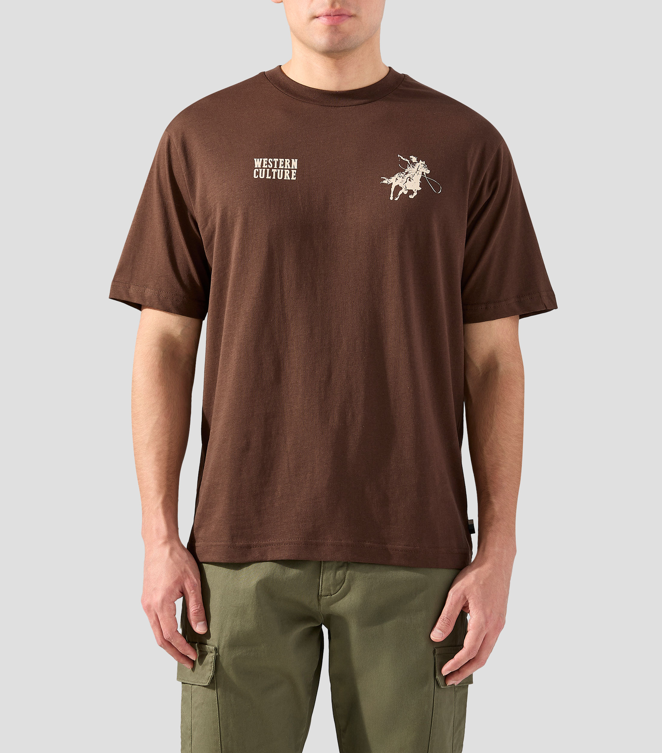 Playera cuello redondo manga corta estampada Hombre