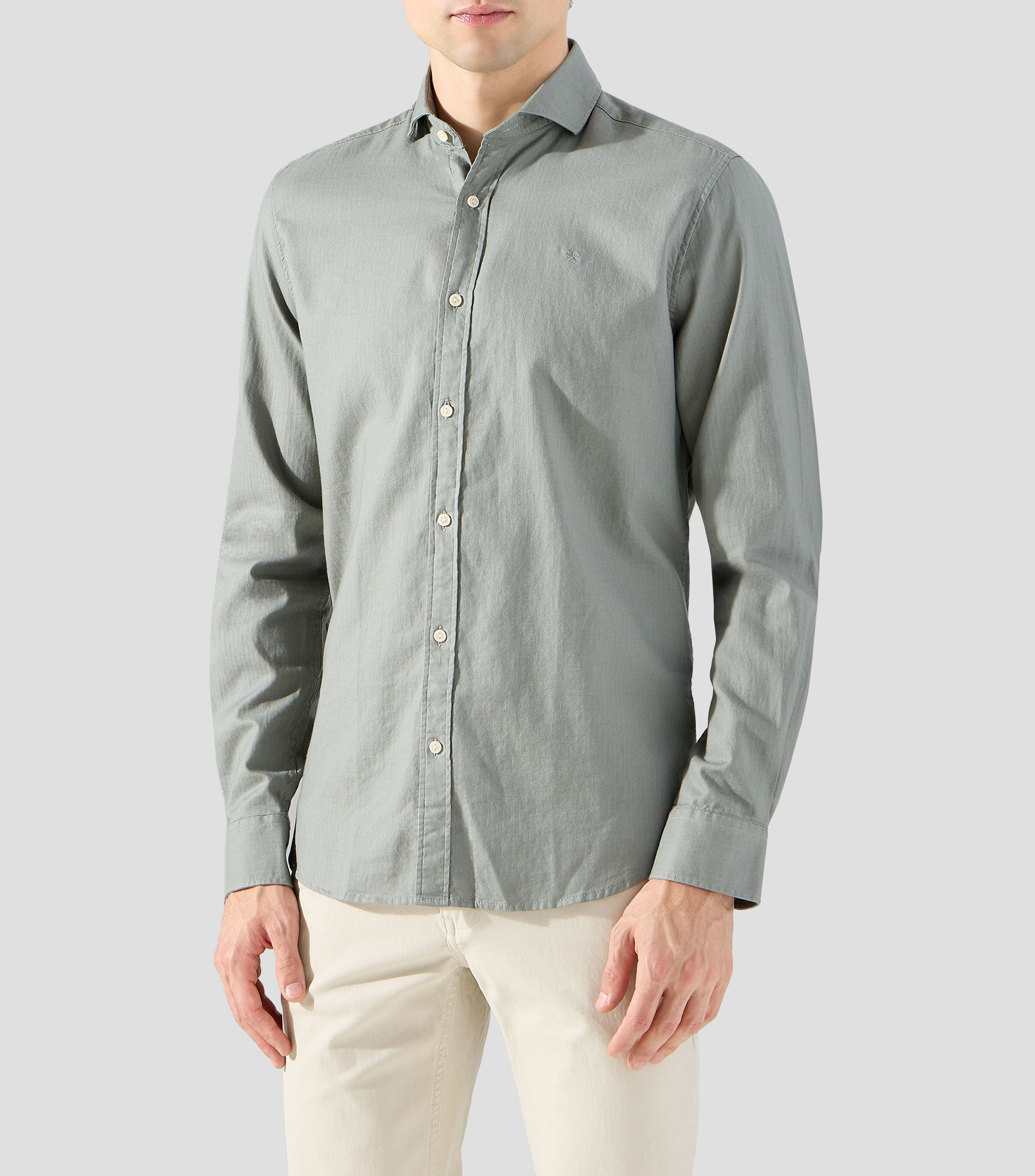 Camisa lisa manga larga Hombre