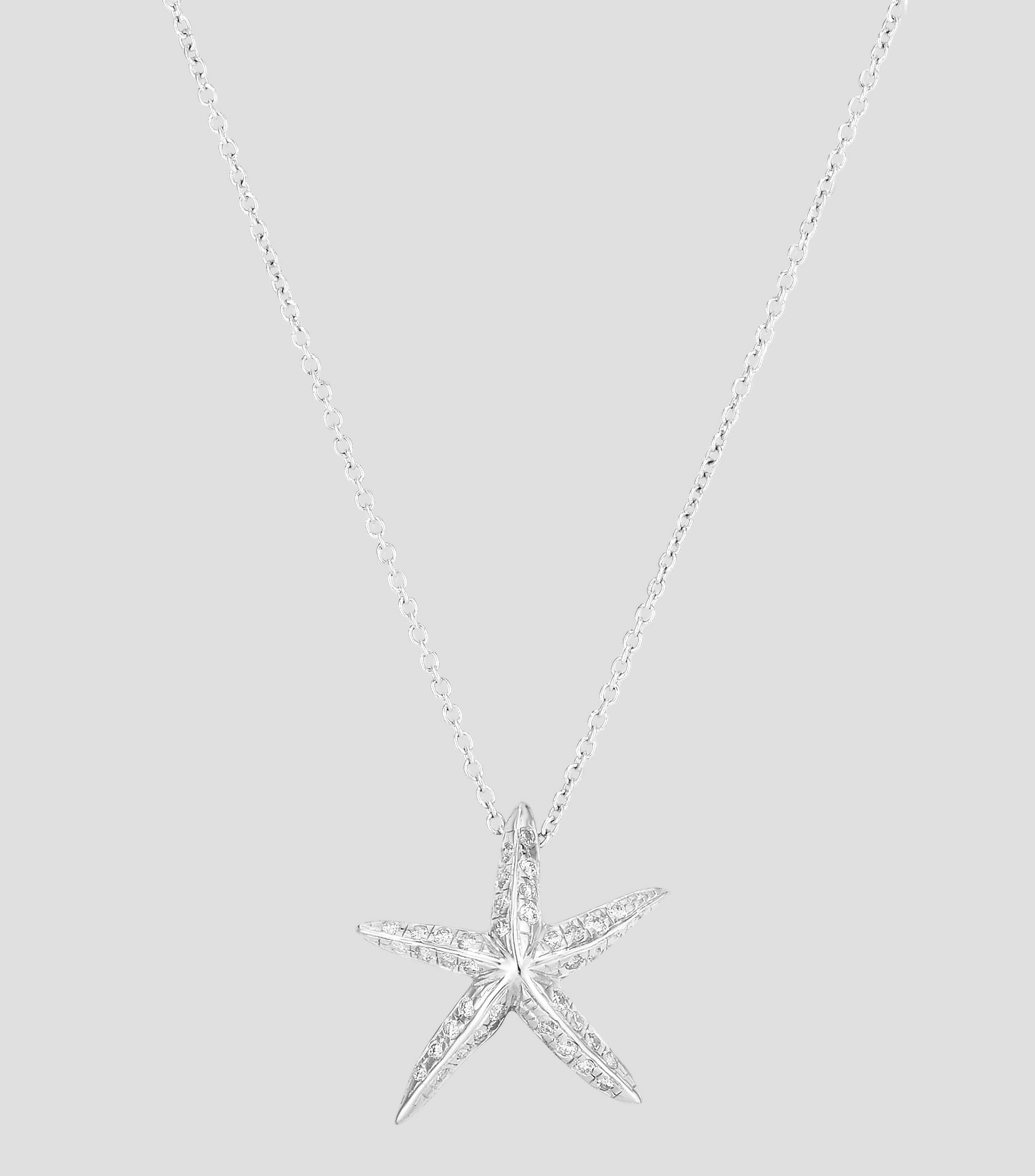 Collar Estrella de mar en Oro blanco de 18 kilates con diamantes Tiny Treasures Mujer