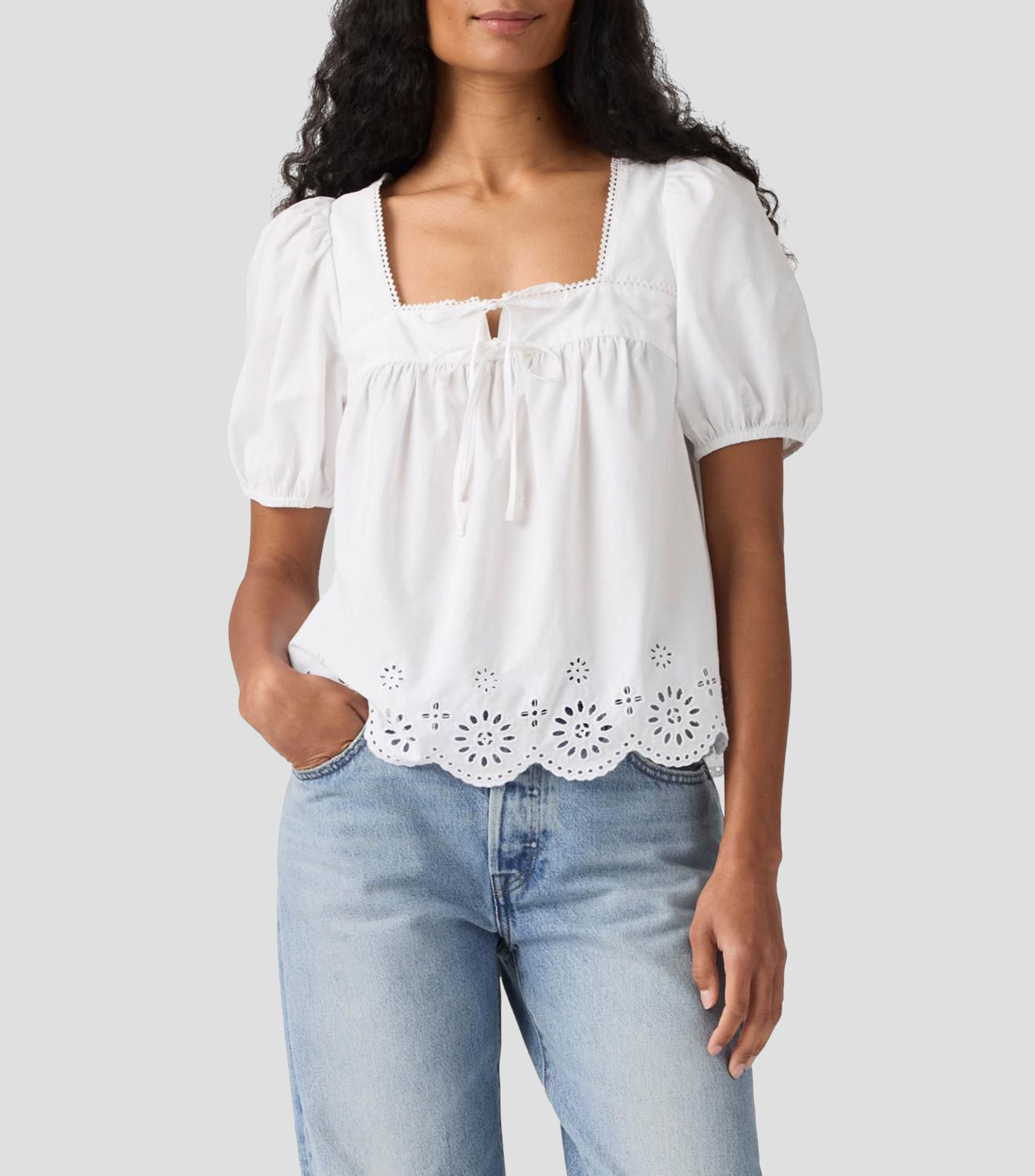 Blusa lisa con manga corta Mujer