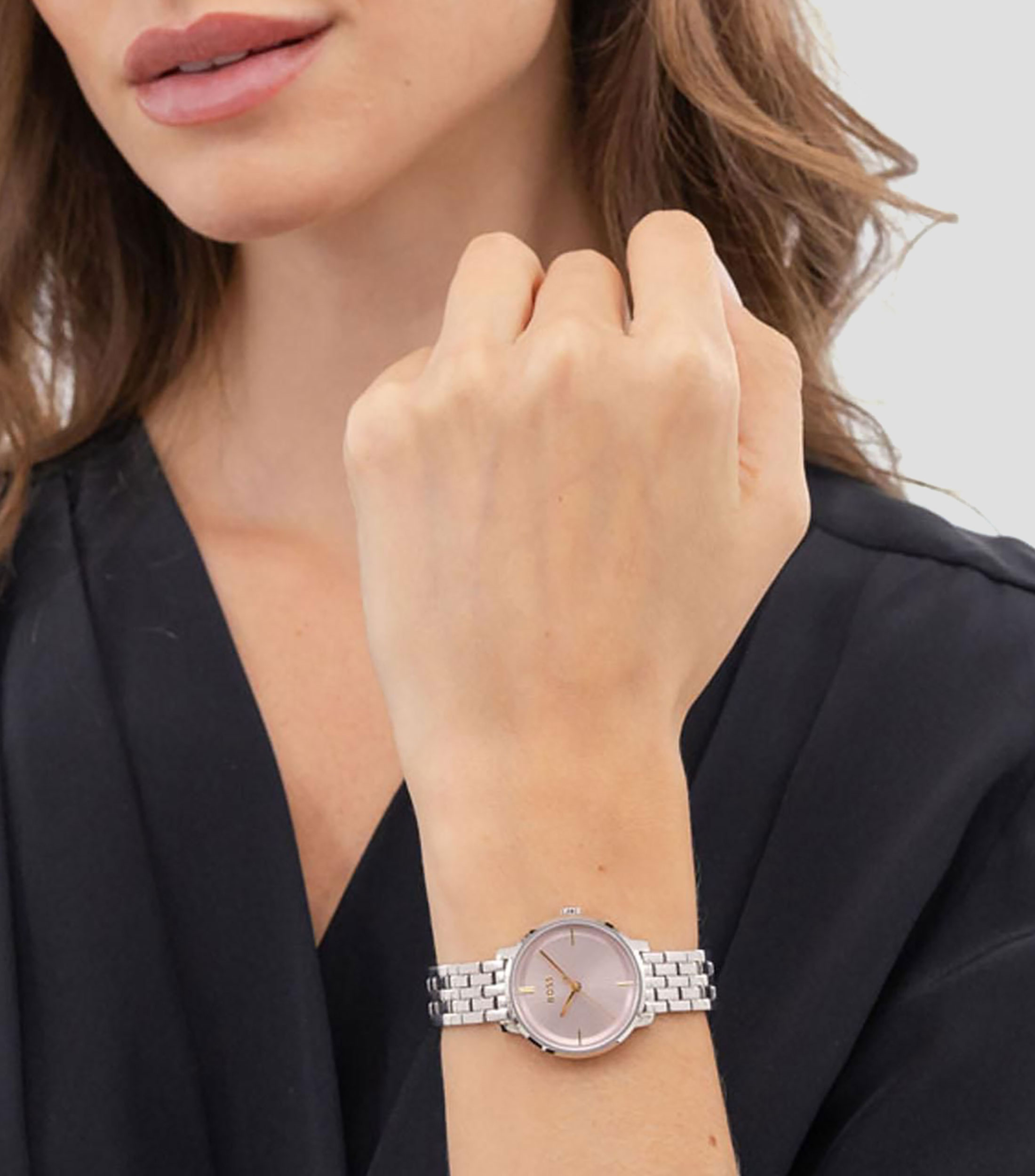 Reloj para Mujer Lucia Casual, Plateado, Rosa