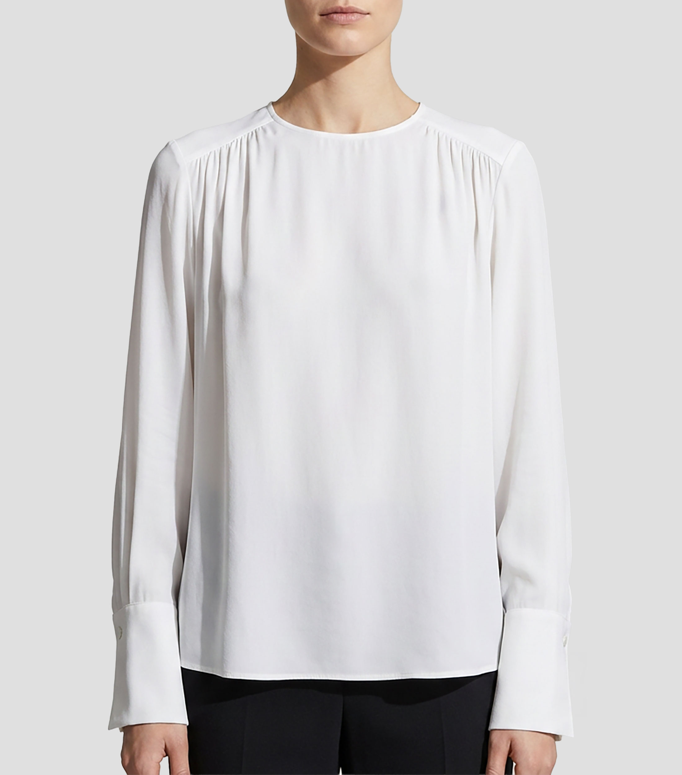 Blusa lisa manga larga Mujer