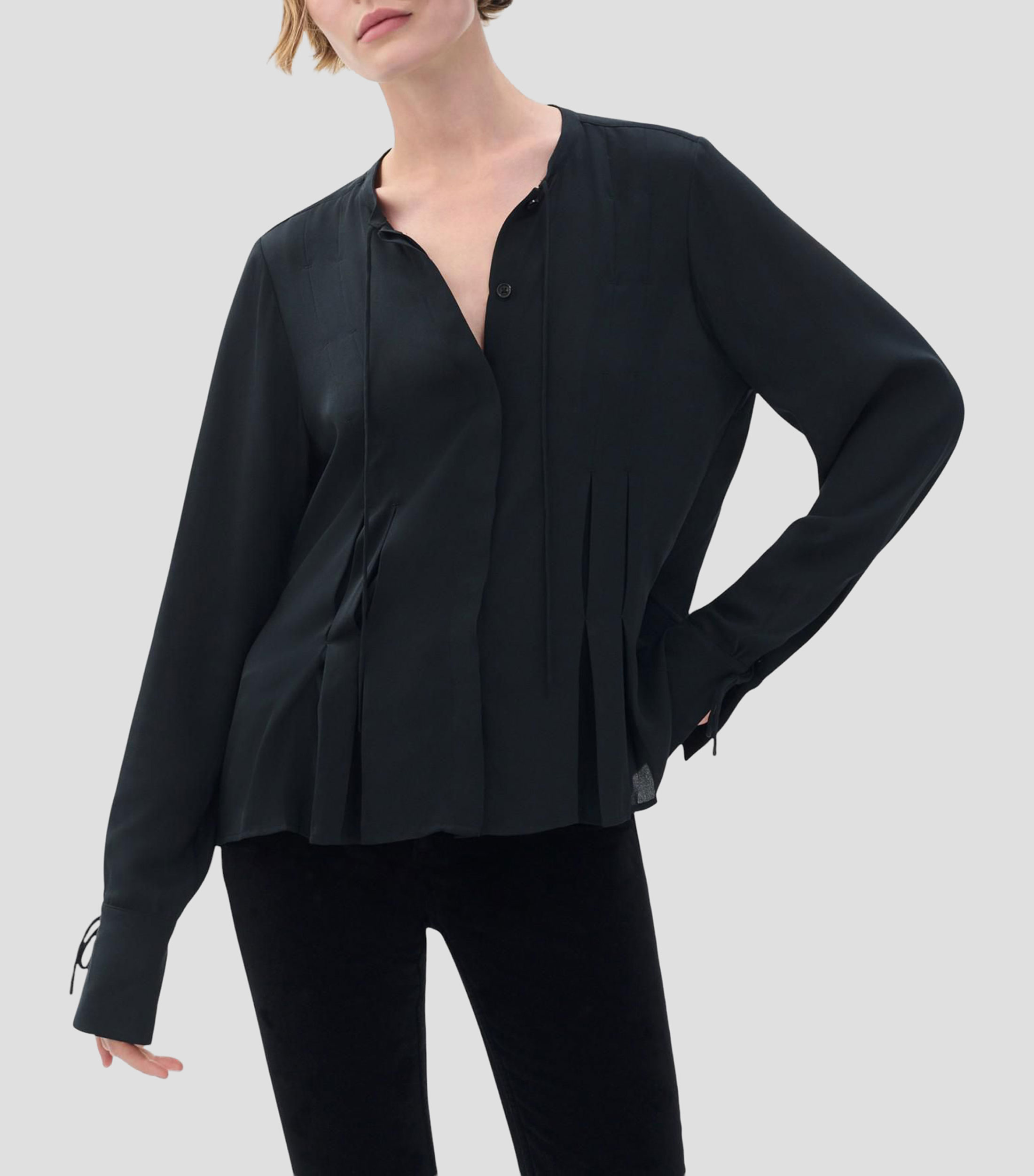 Blusa lisa con manga larga Mujer
