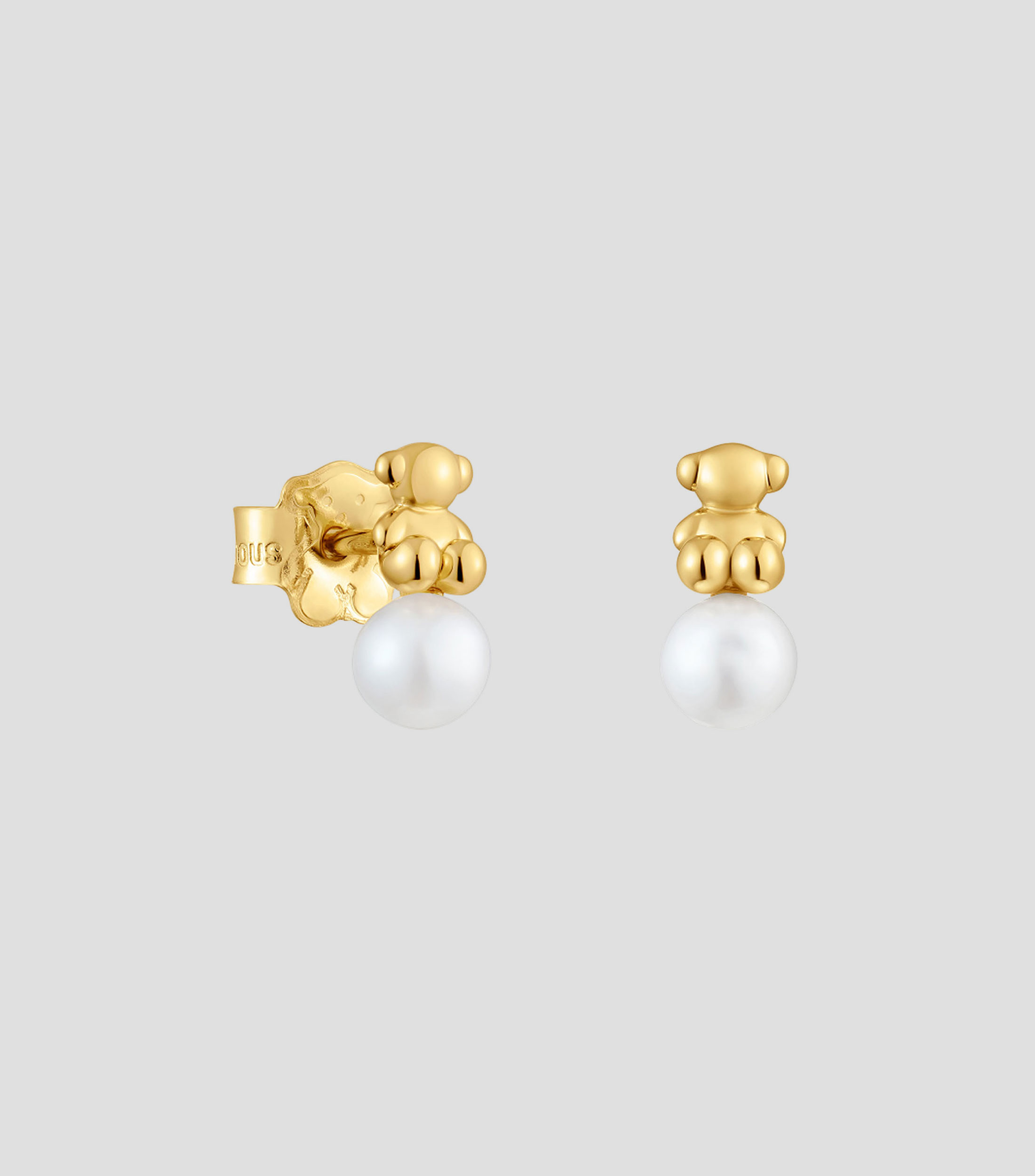 Aretes en Oro amarillo de 18 kilates con perlas Bold Bear Mujer