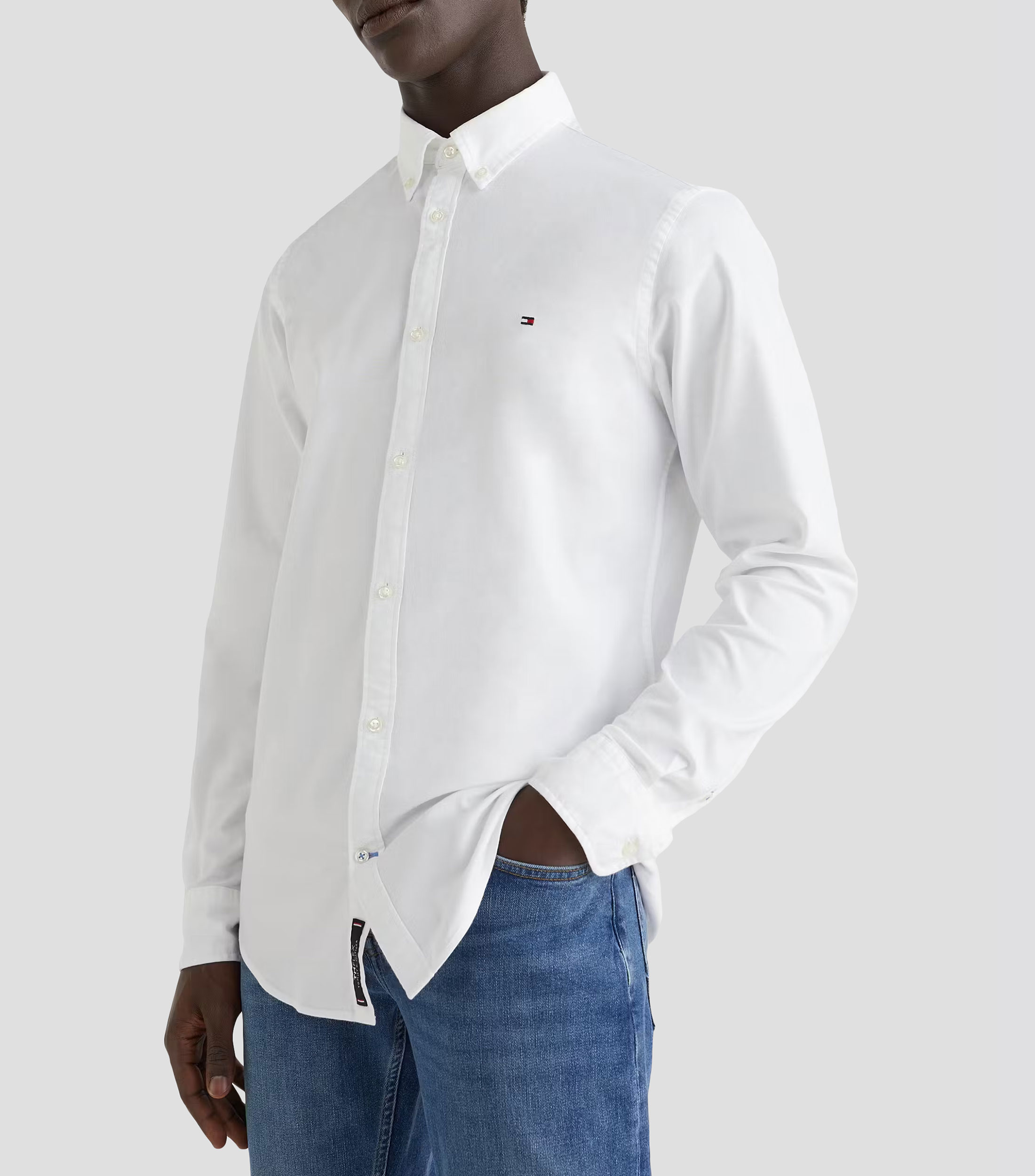 Camisa lisa con manga larga Hombre
