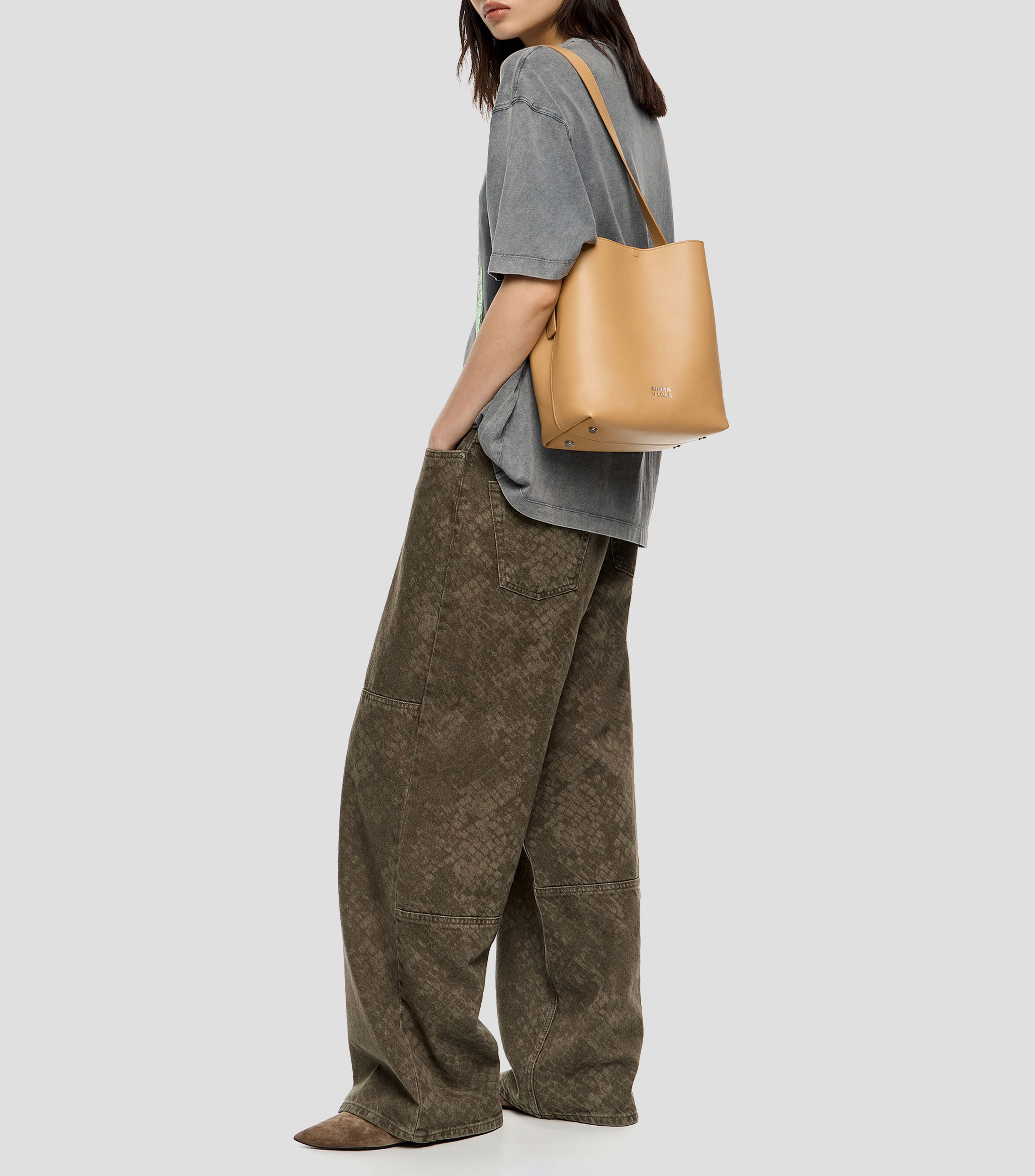 Bolsa Shoulder en piel Carlino lisa Mujer