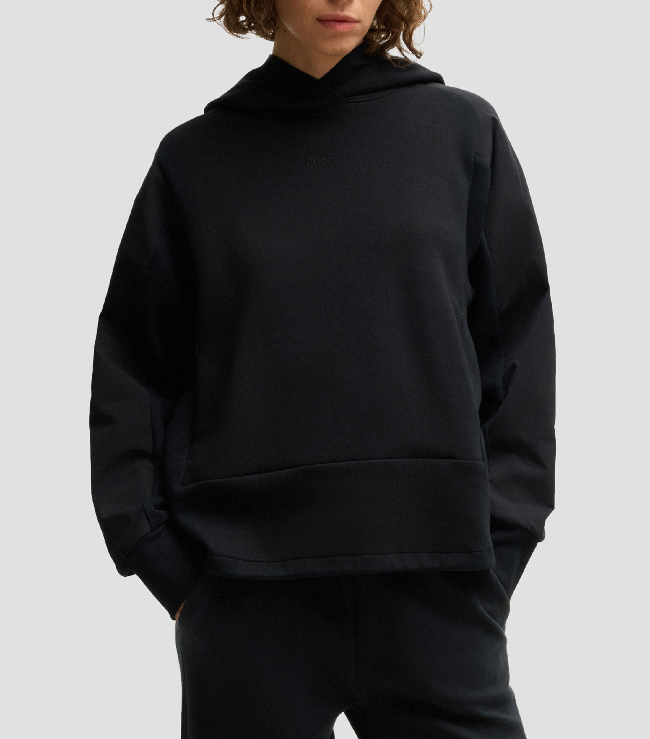Sudadera con capucha en algodón con logo bordado Mujer