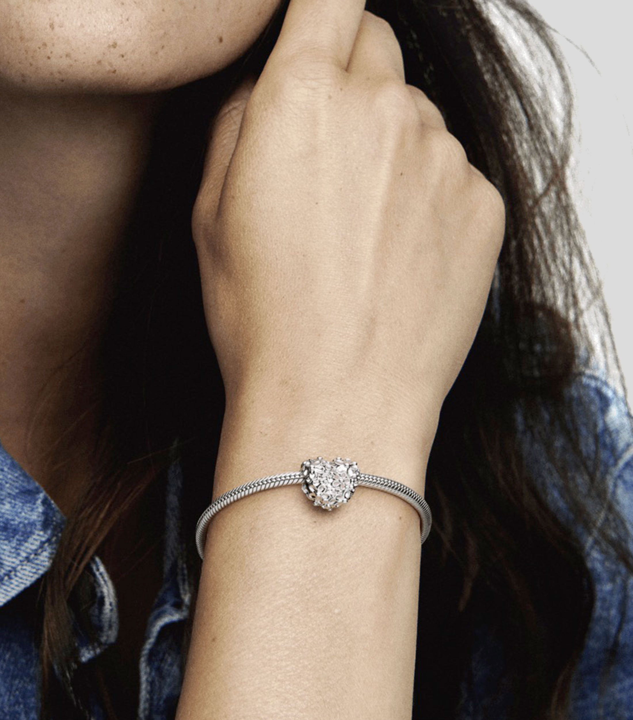 Charm Corazón con Margaritas Mamá en plata Mujer