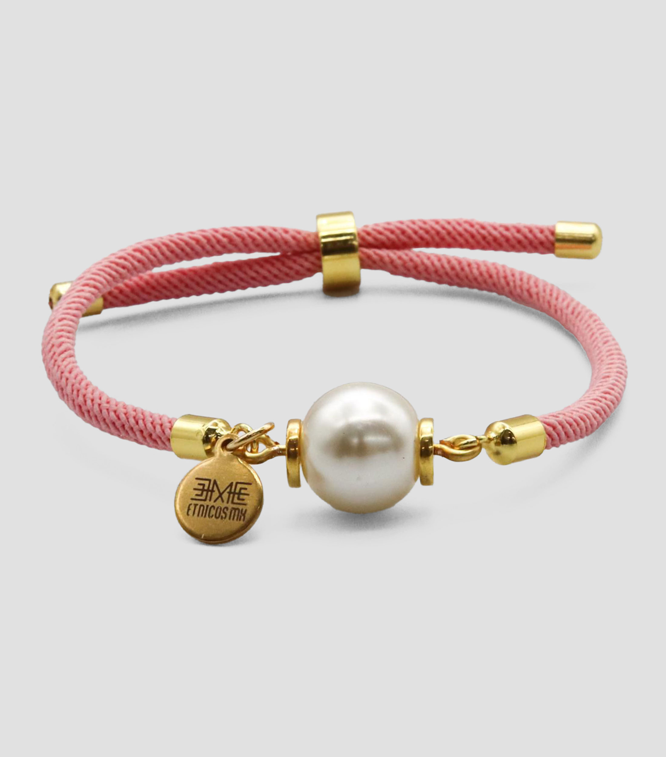 Pulsera rosa con perla Mujer