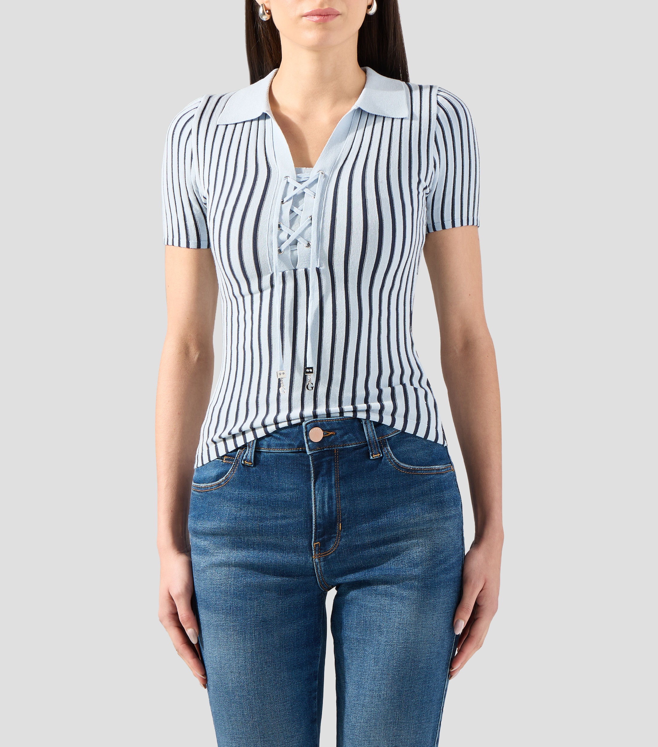 Playera polo manga corta rayas Mujer
