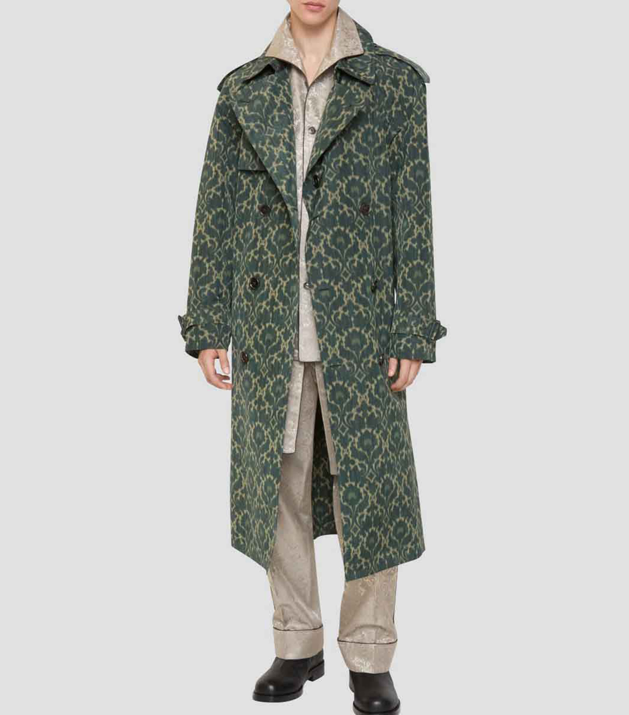Gabardina larga con botonadura Hombre