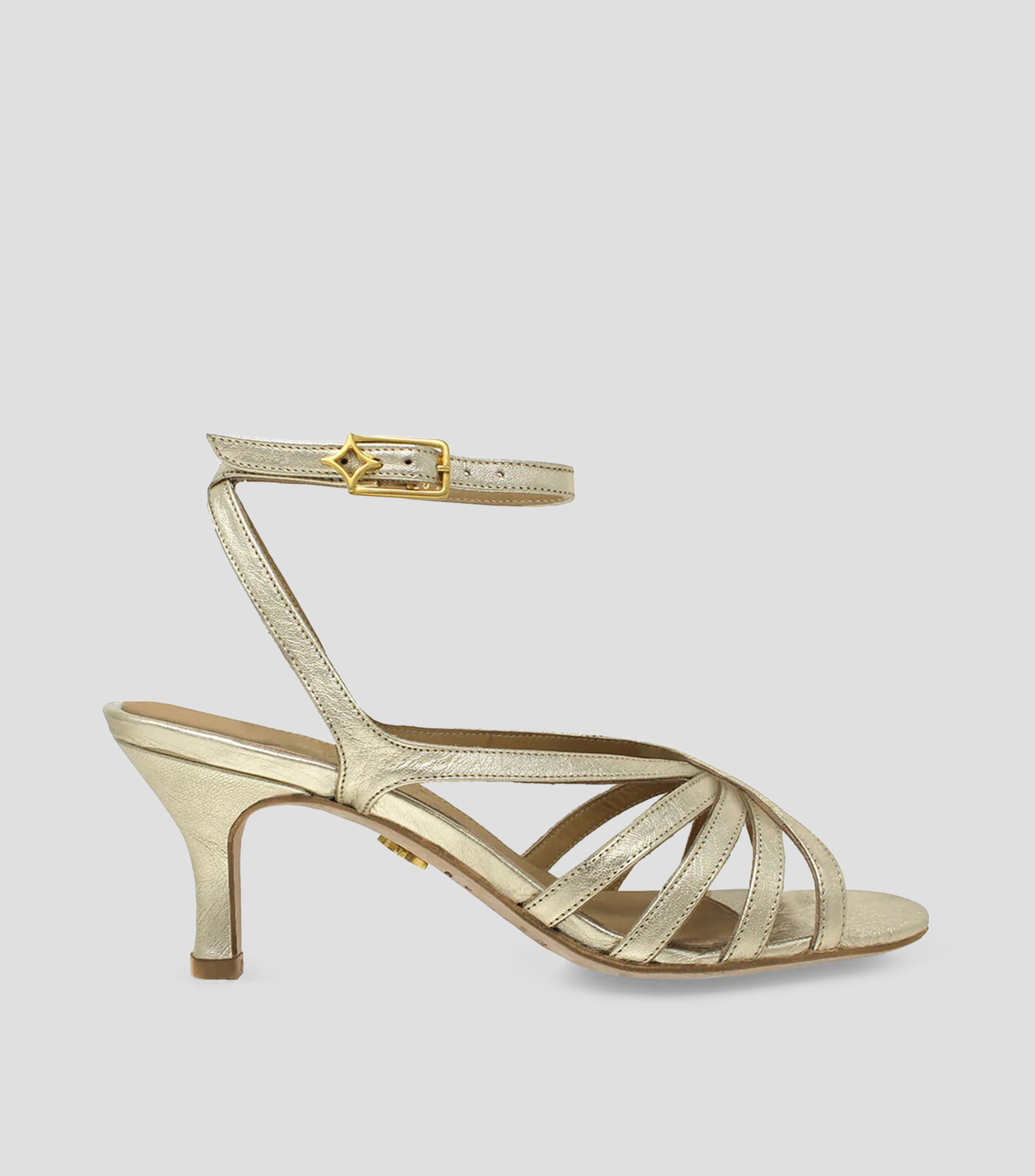 Sandalias de Pulsera con tacon medio de aguja en piel Mujer