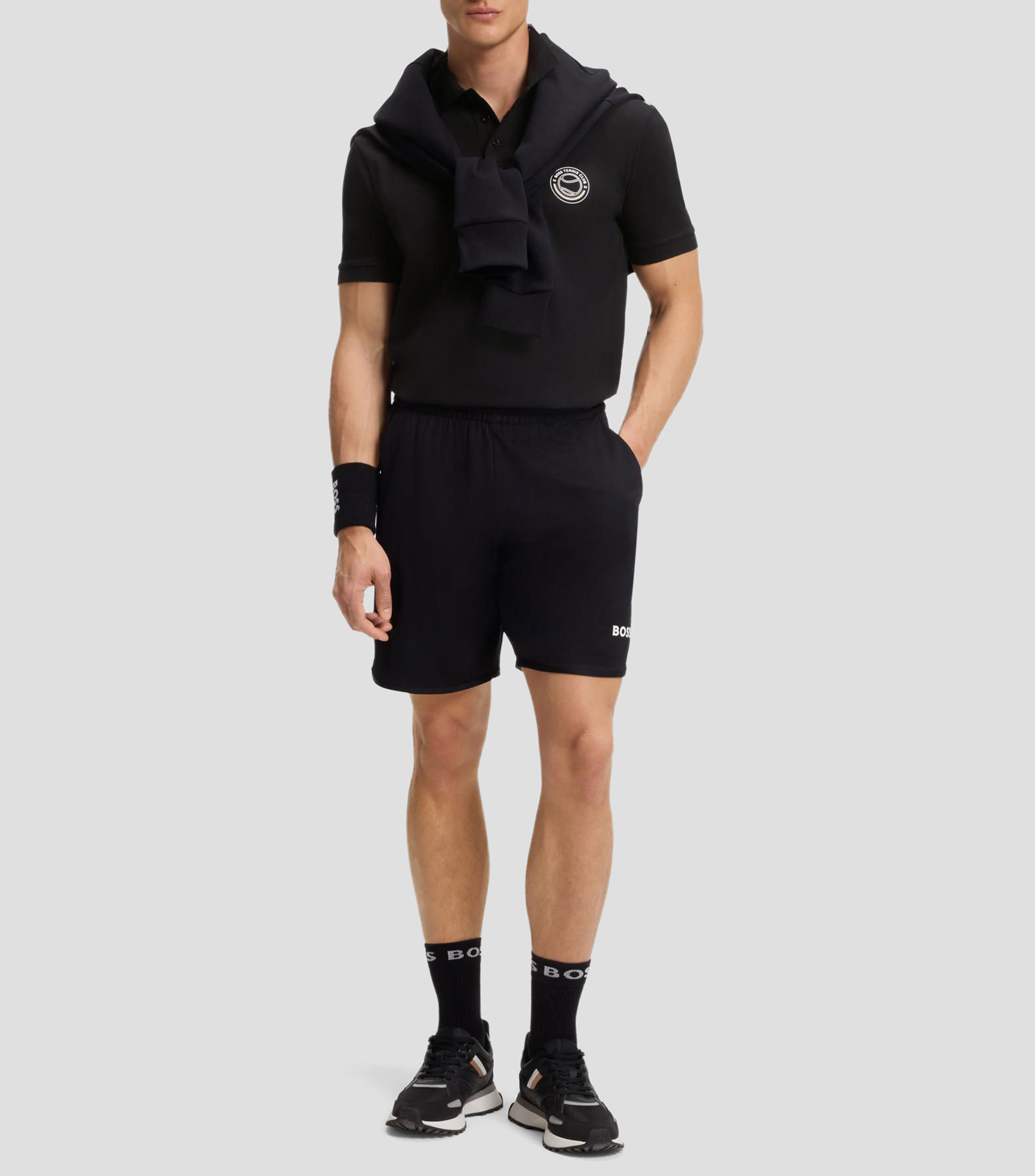 Polo de algodón elástico con un logo inspirado en el tenis Hombre