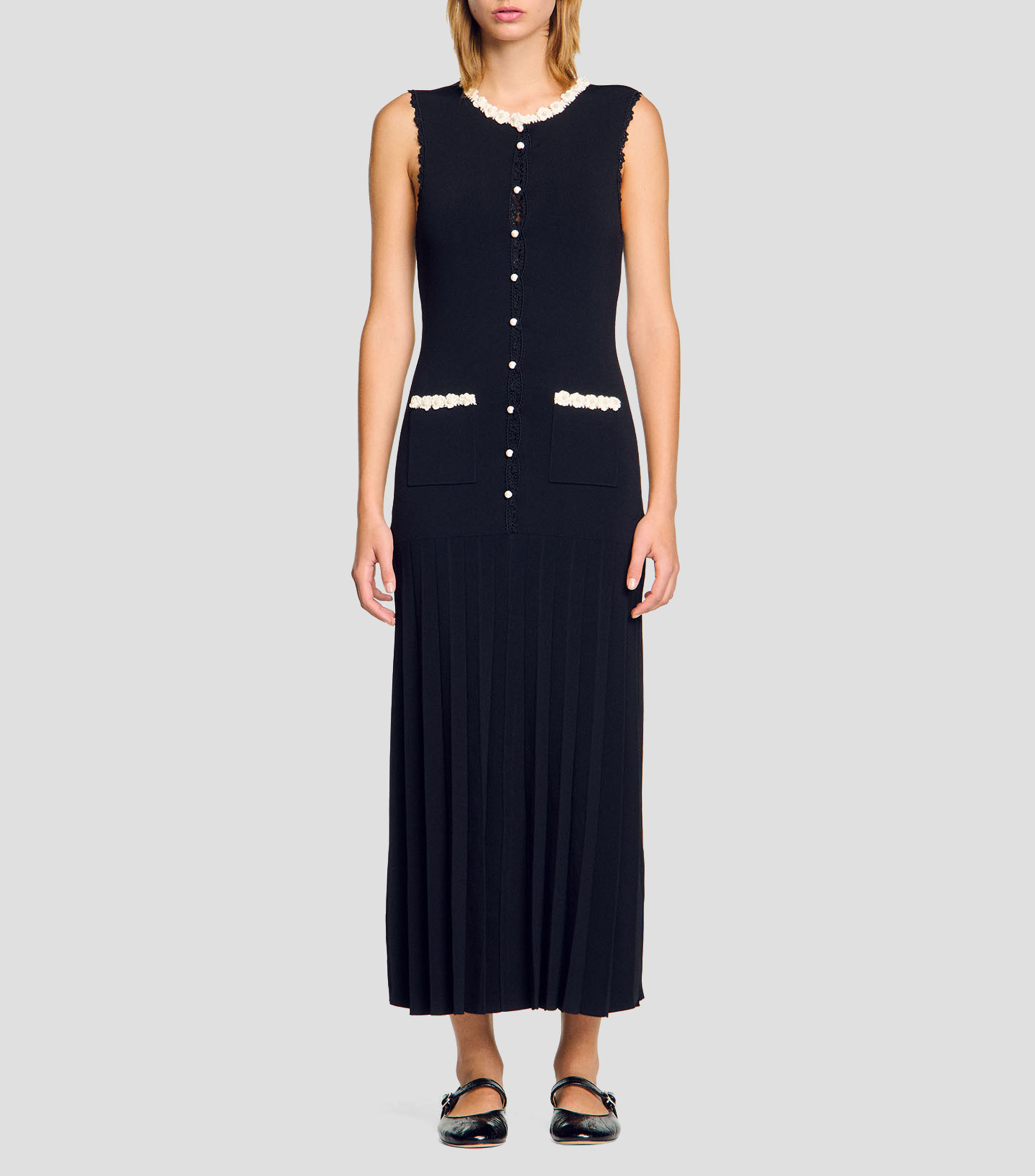 Vestido largo con crochet Mujer