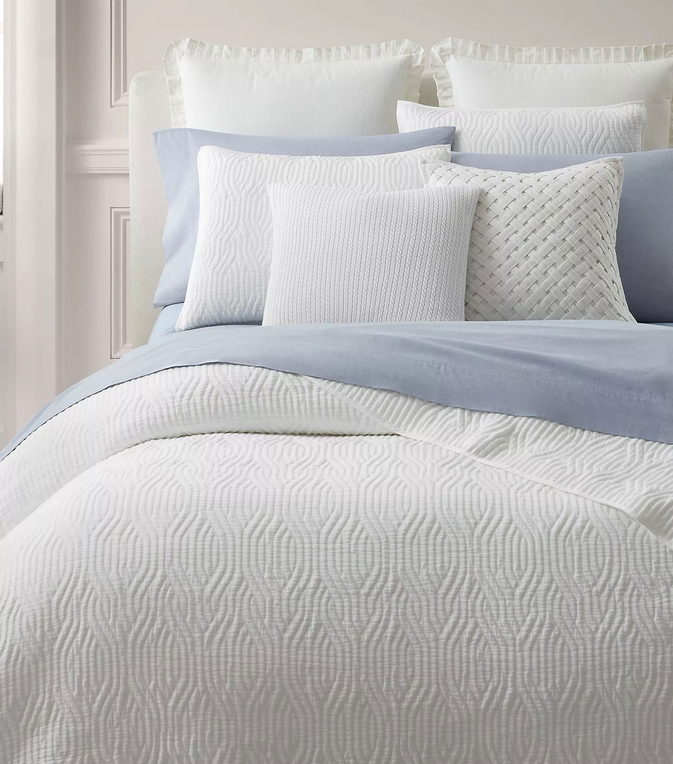 Colcha Matrimonial/Queen Size Wiley en algodón blanco