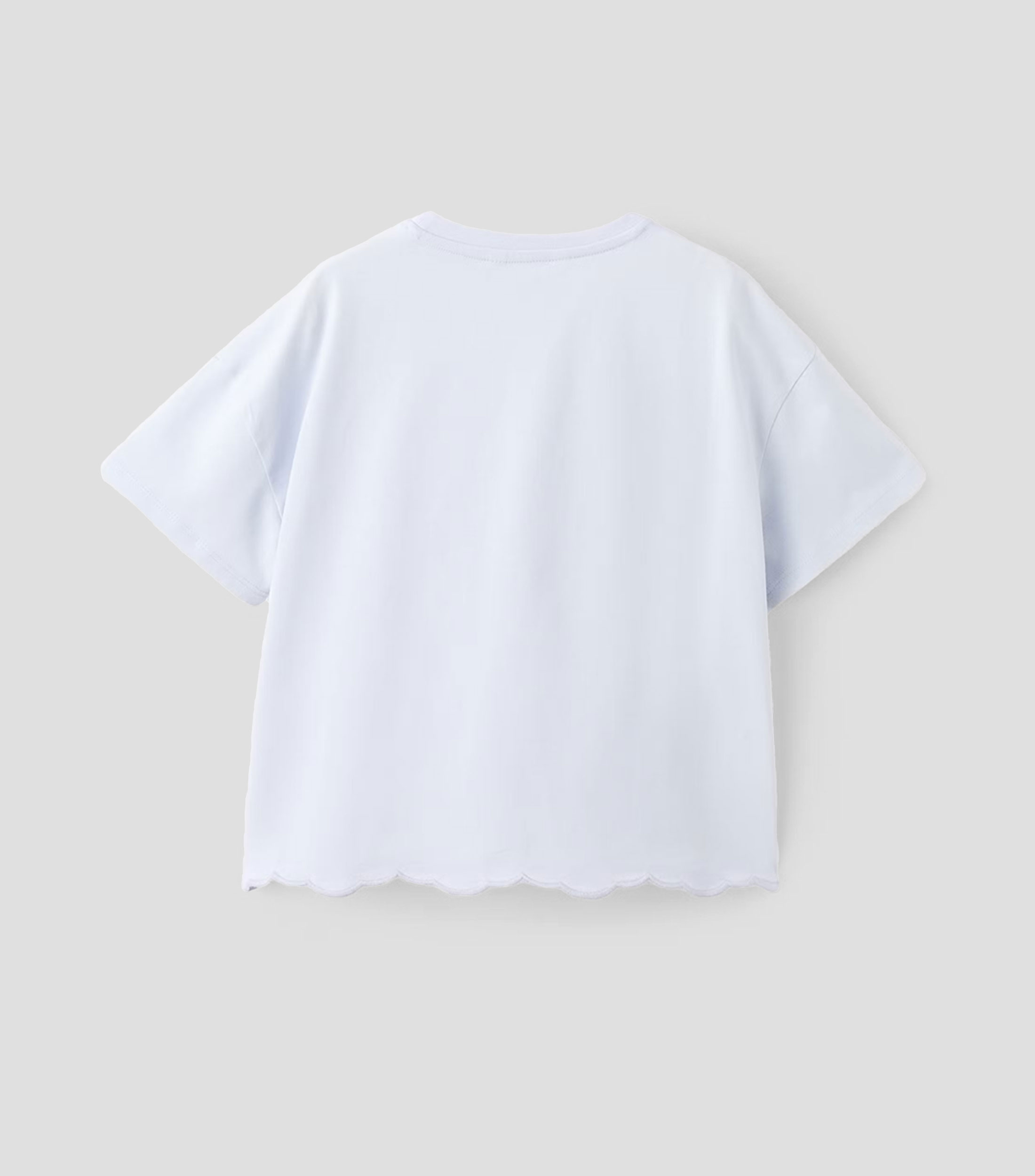 Playera cuello redondo manga corta bordado sólido Niña