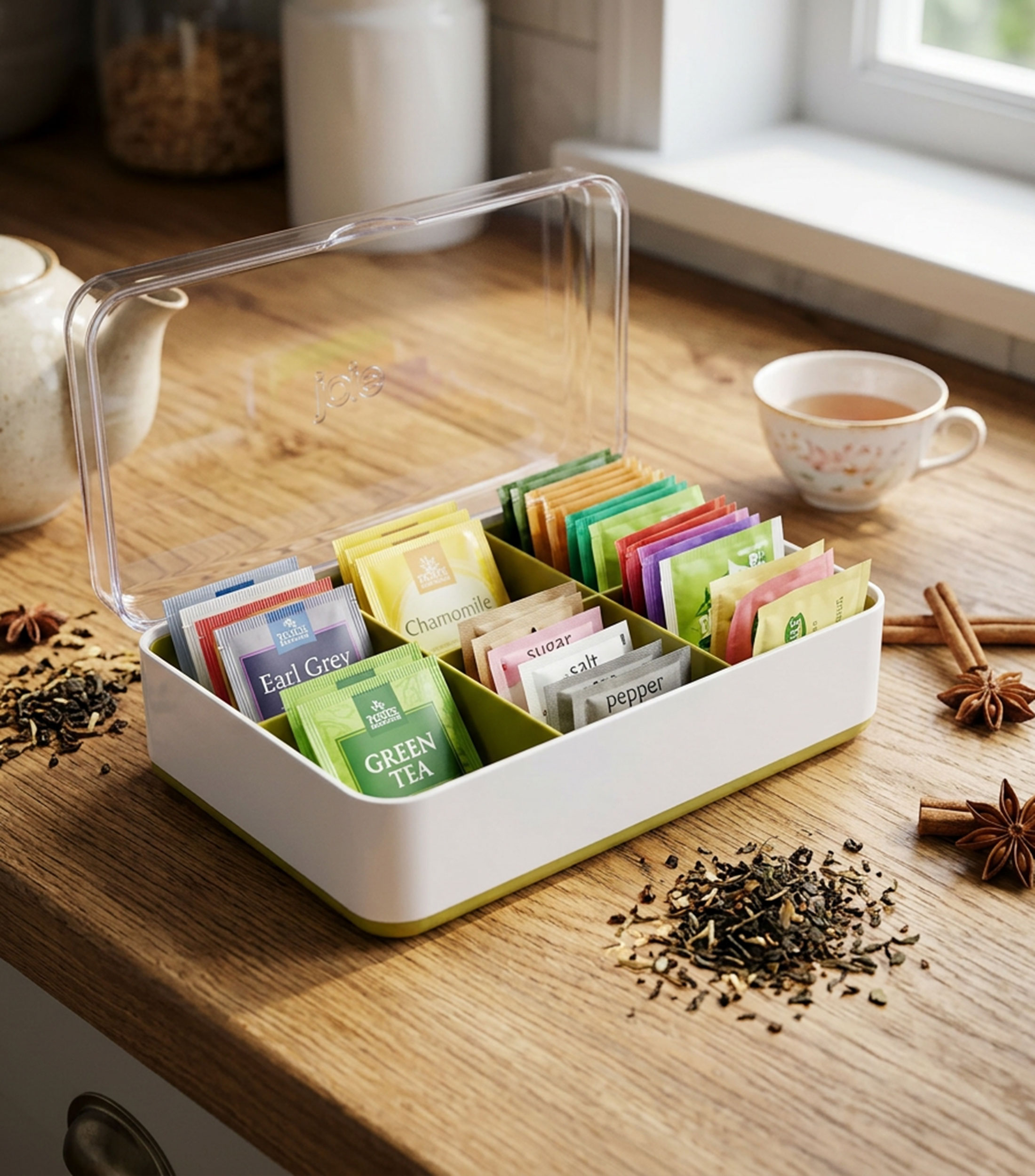 Caja de té con 6 divisiones