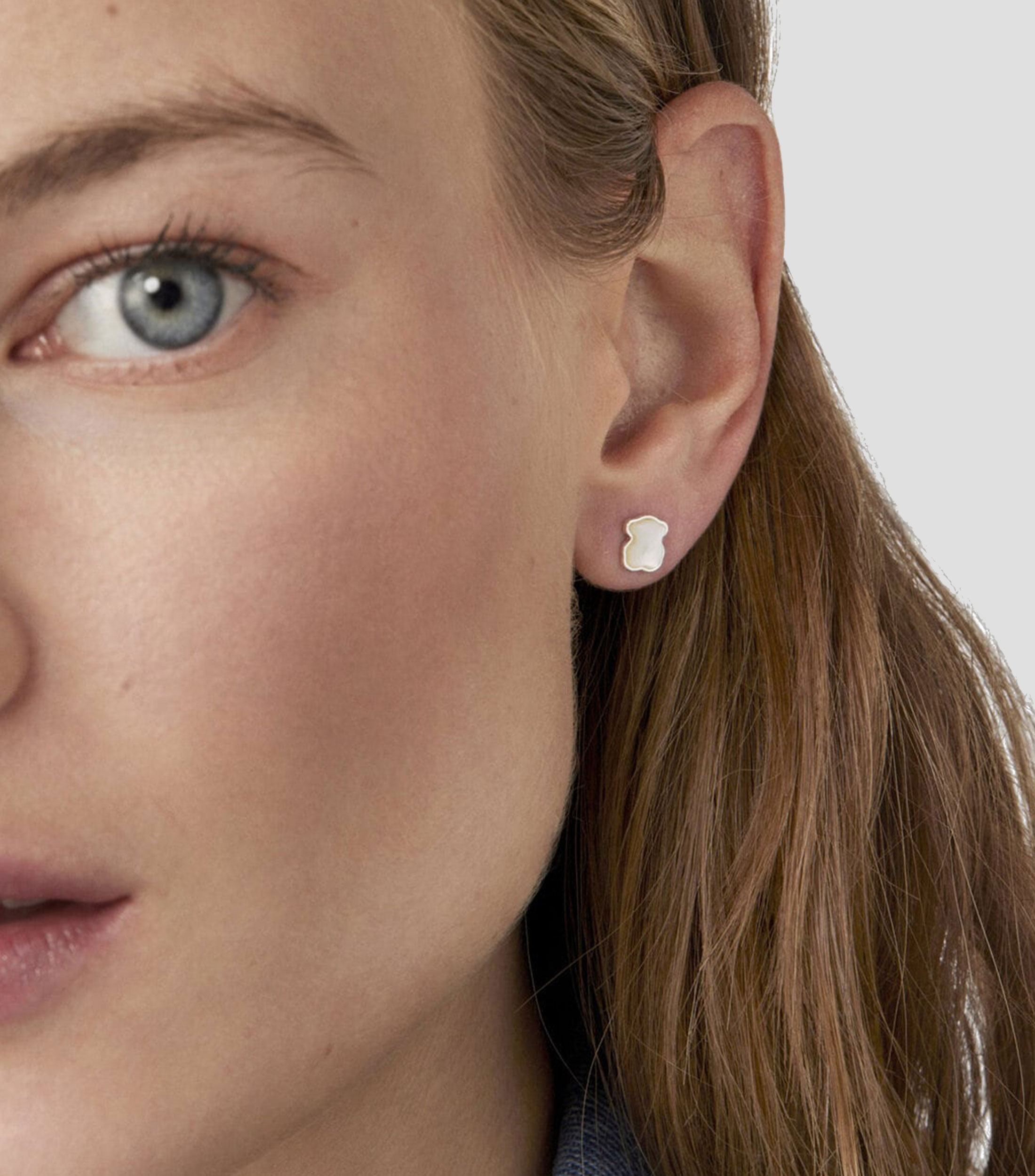 Aretes en plata Bear Color Mujer