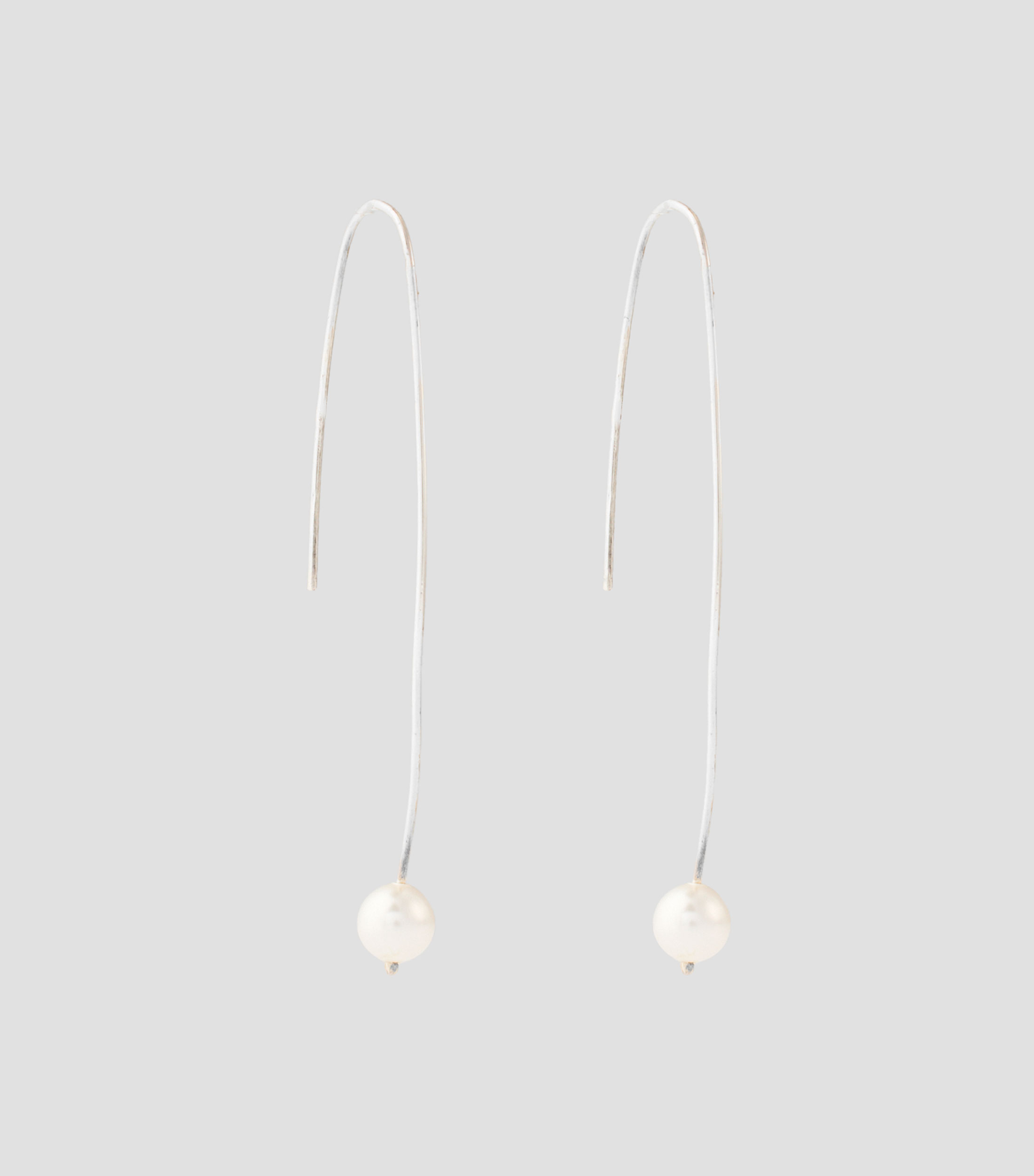 Aretes de gancho en plata con perla Mujer