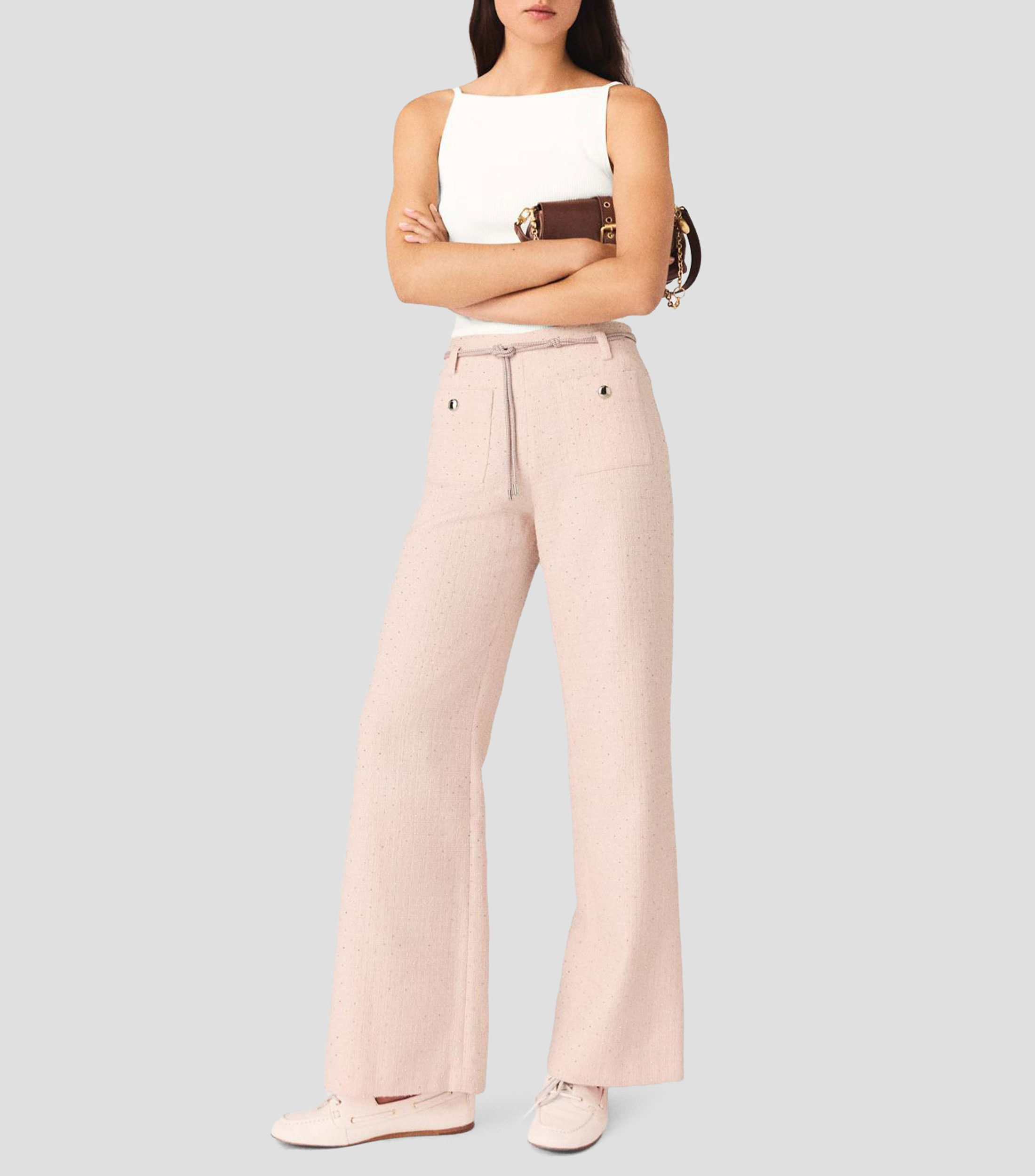 Pantalón acampanado con brillos Mujer