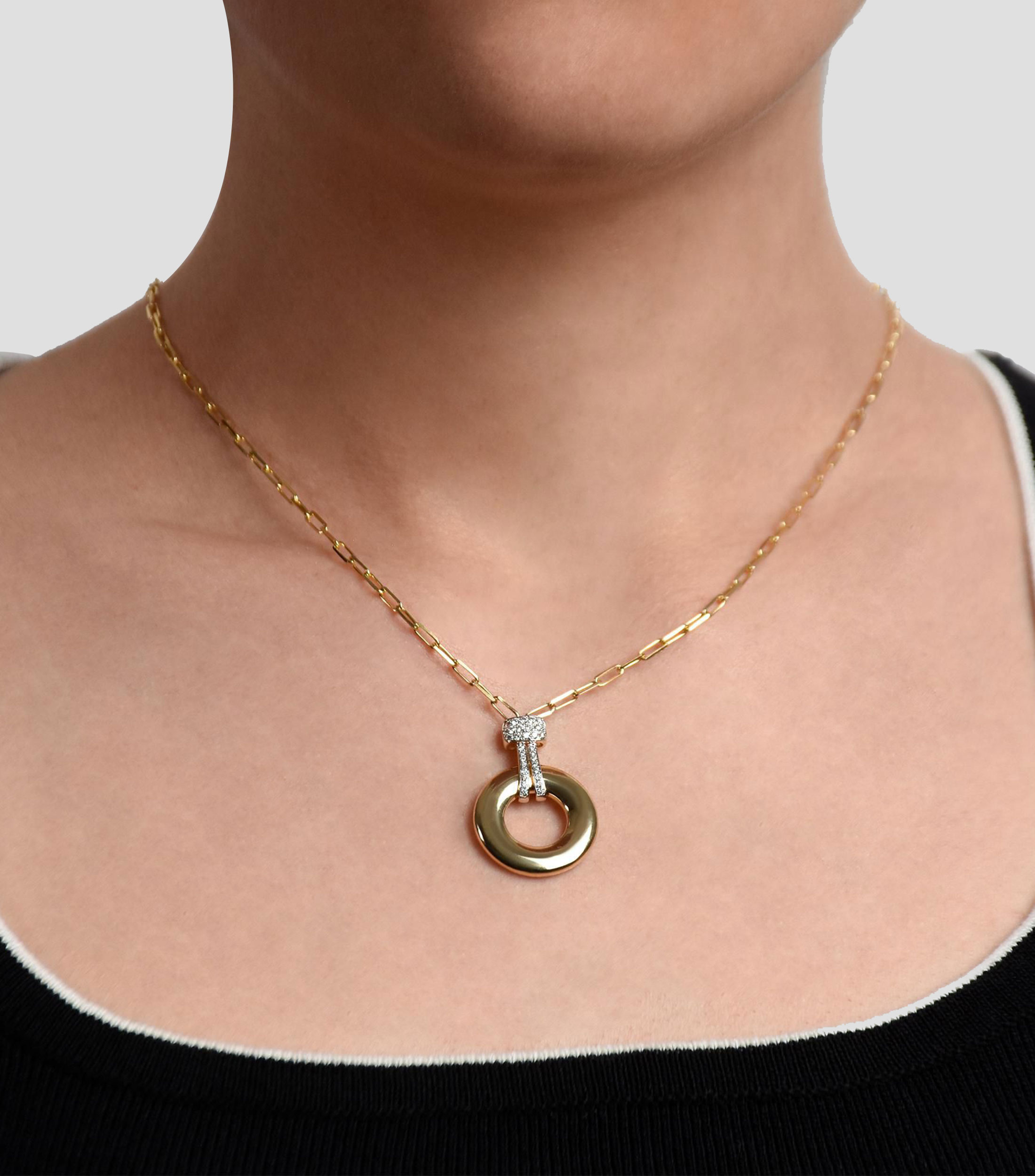 Gargantilla en oro amarillo de 14 kilates con diamante Mujer