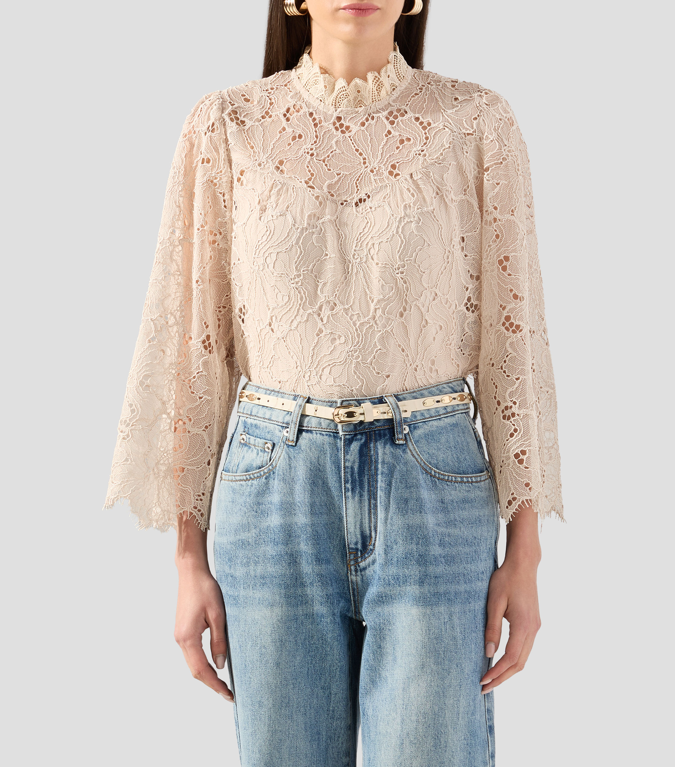 Blusa lisa manga larga Mujer