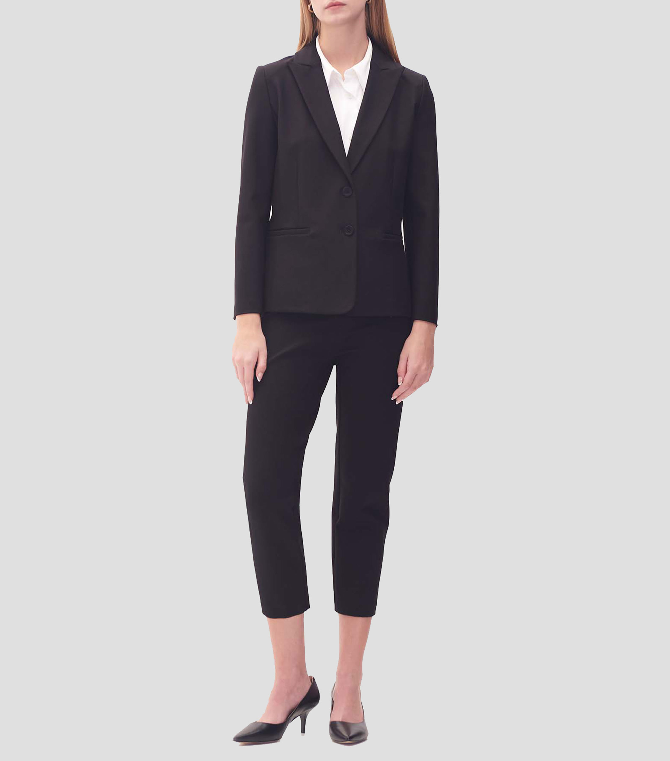 Blazer Negro de Punto Corte Frances Mujer