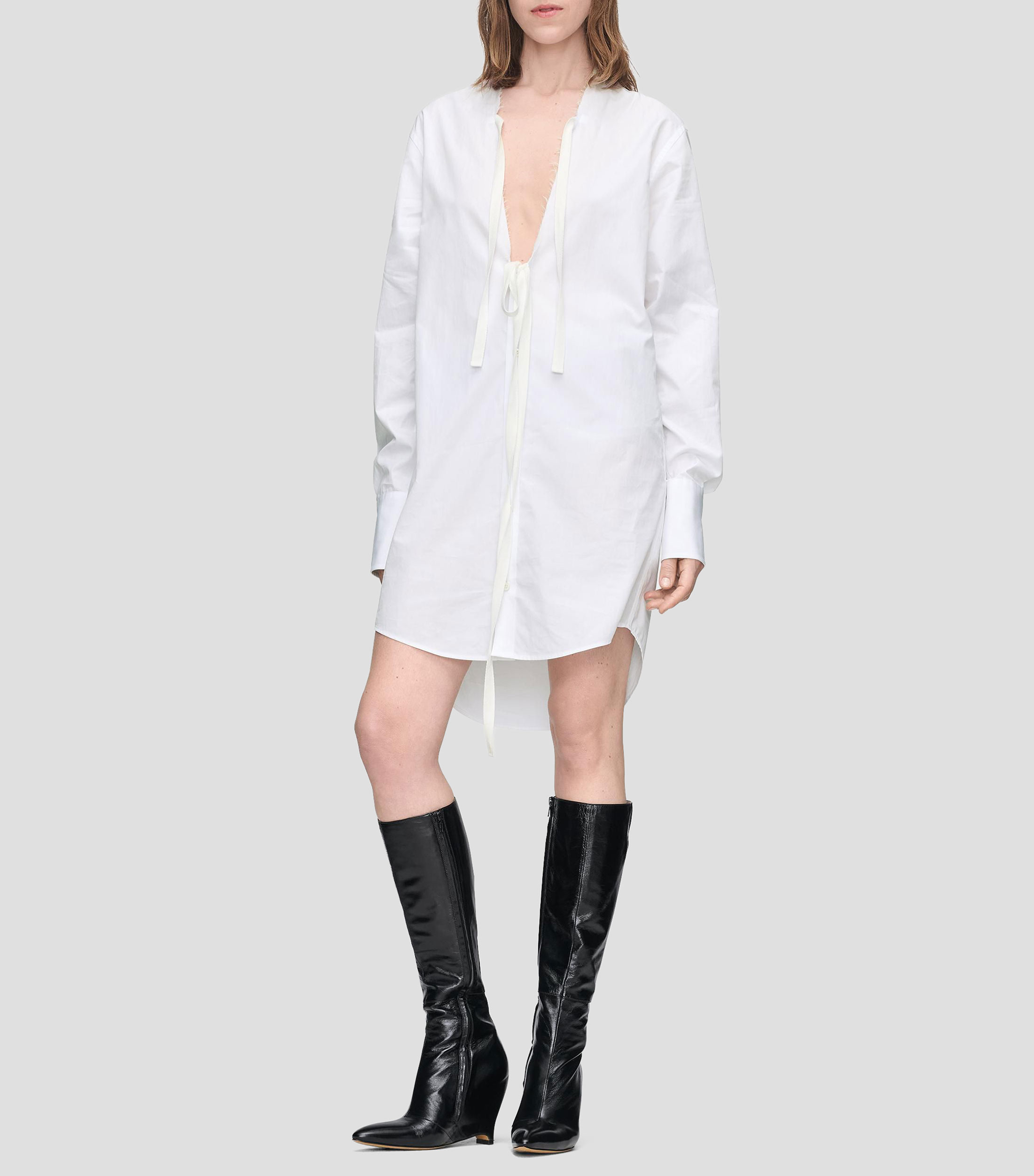 Vestido midi manga larga liso Mujer