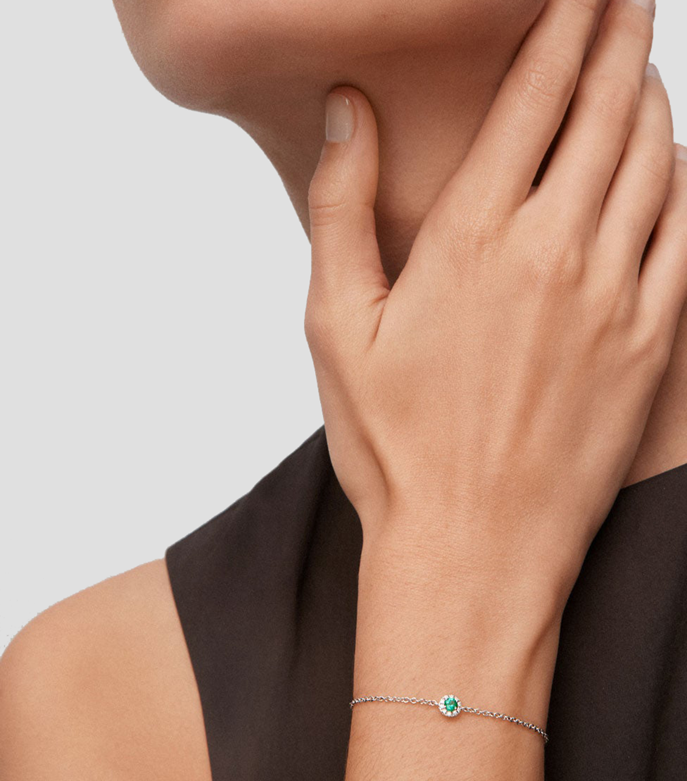 Pulsera oro blanco de 18 kilates con esmeralda Mujer