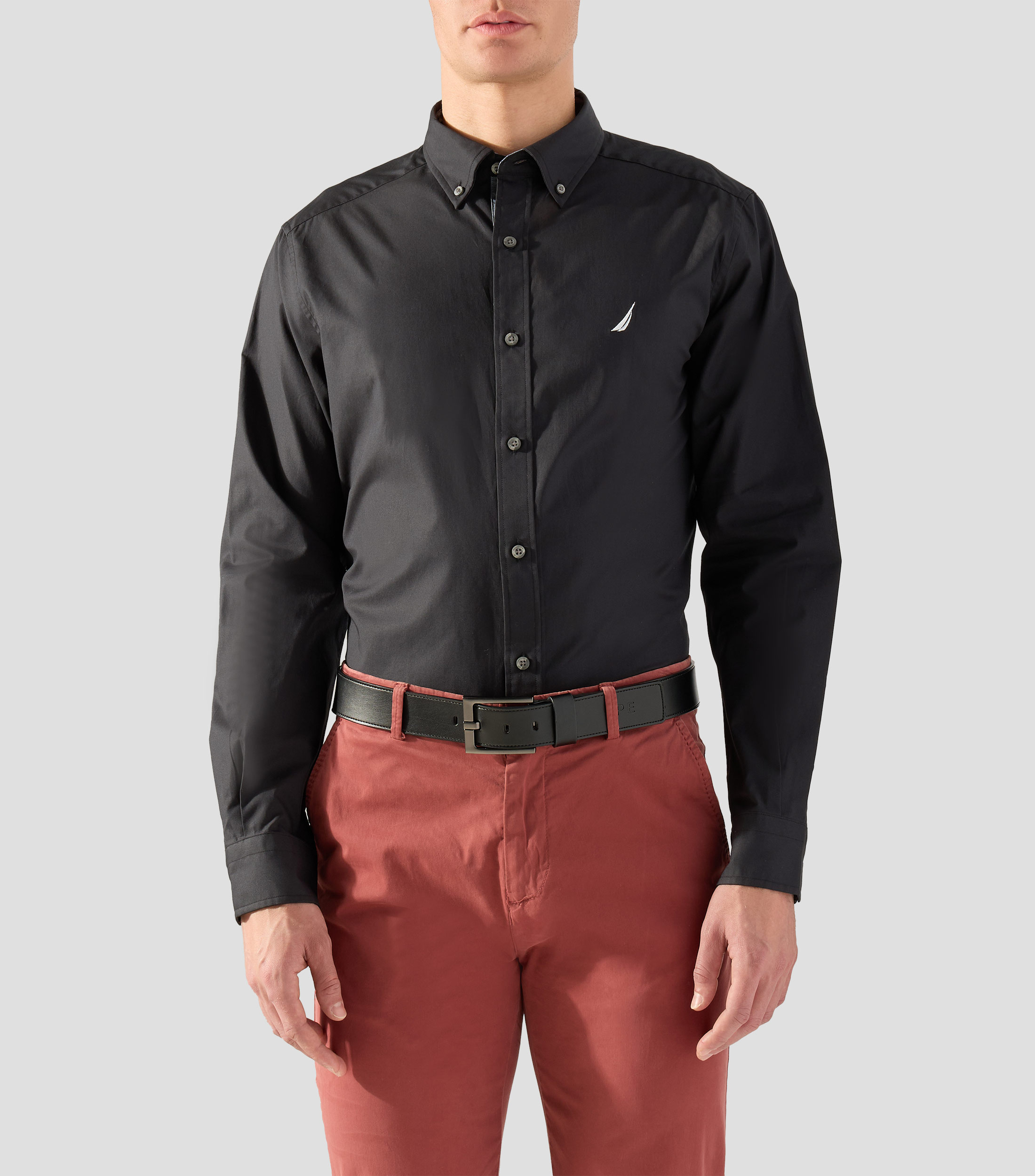 Camisa lisa con manga larga Hombre