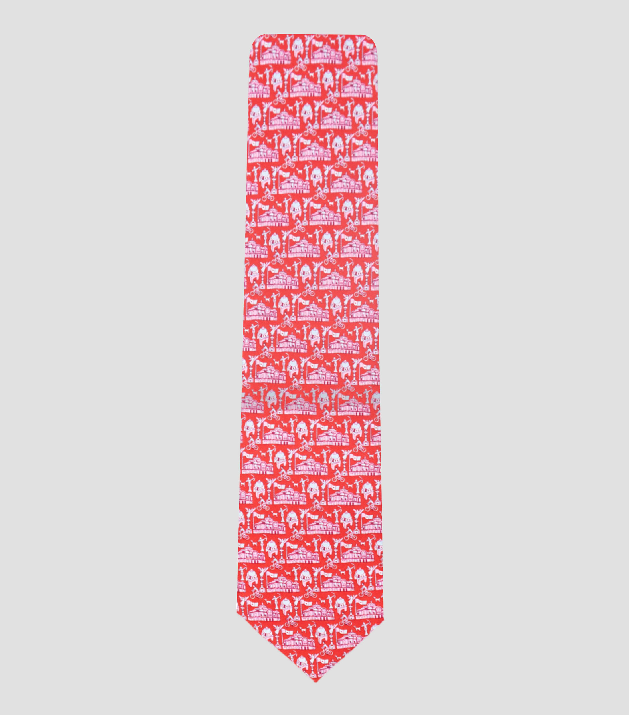 Corbata ancha en seda Rojo claro Ciudad a color