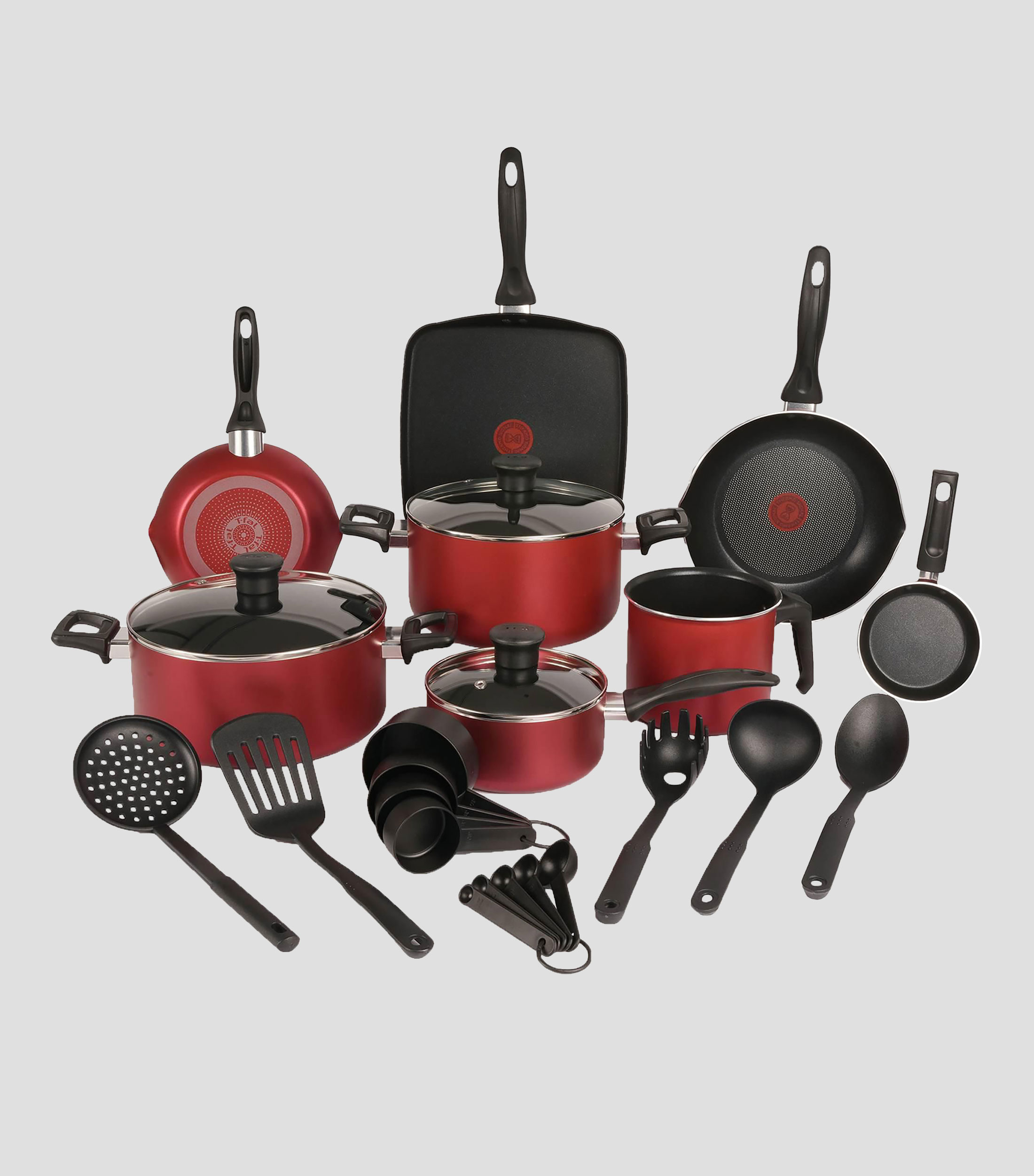Batería de Cocina en Aluminio 25 Piezas Roja