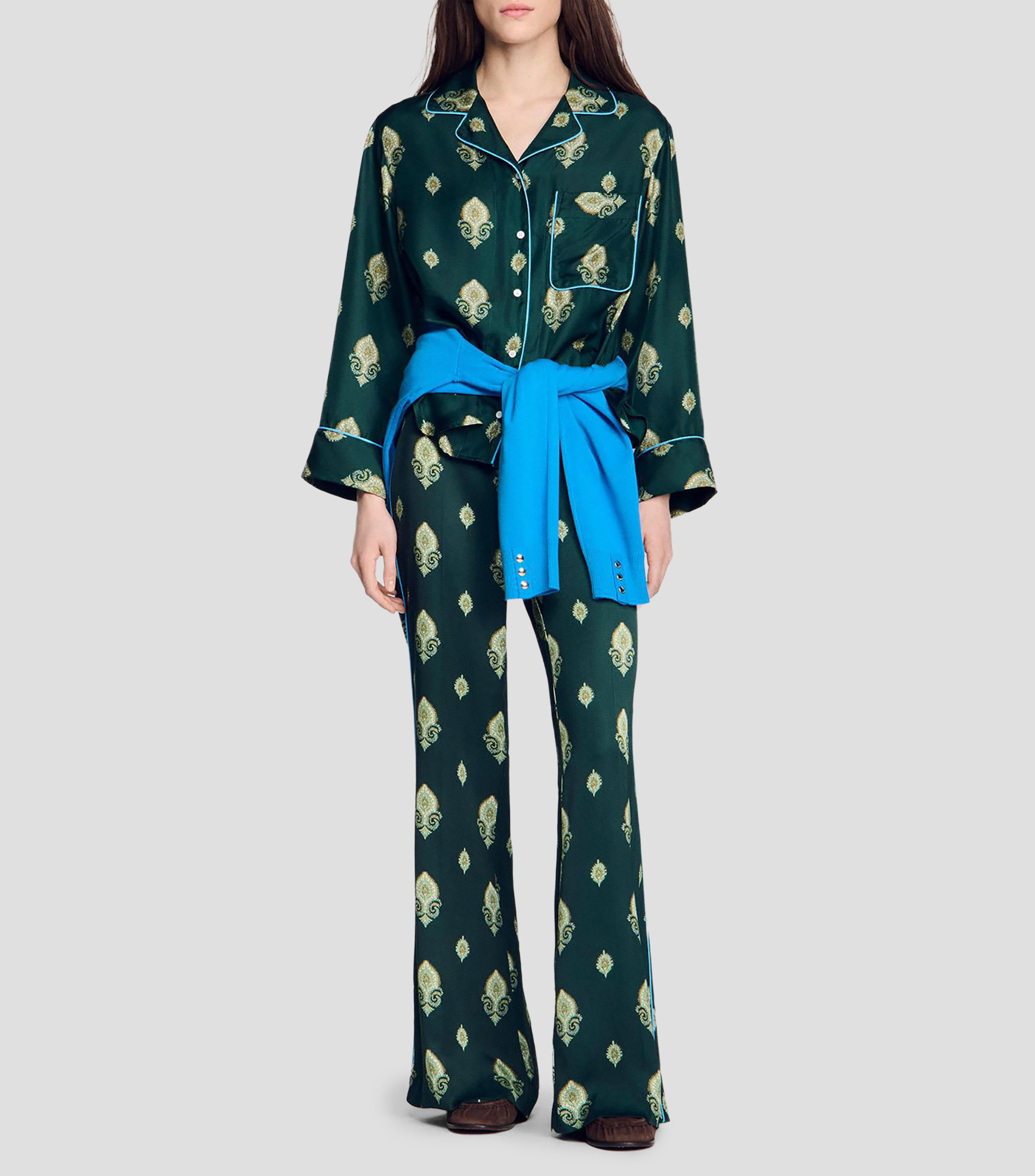 Camisa con estampado manga larga Mujer