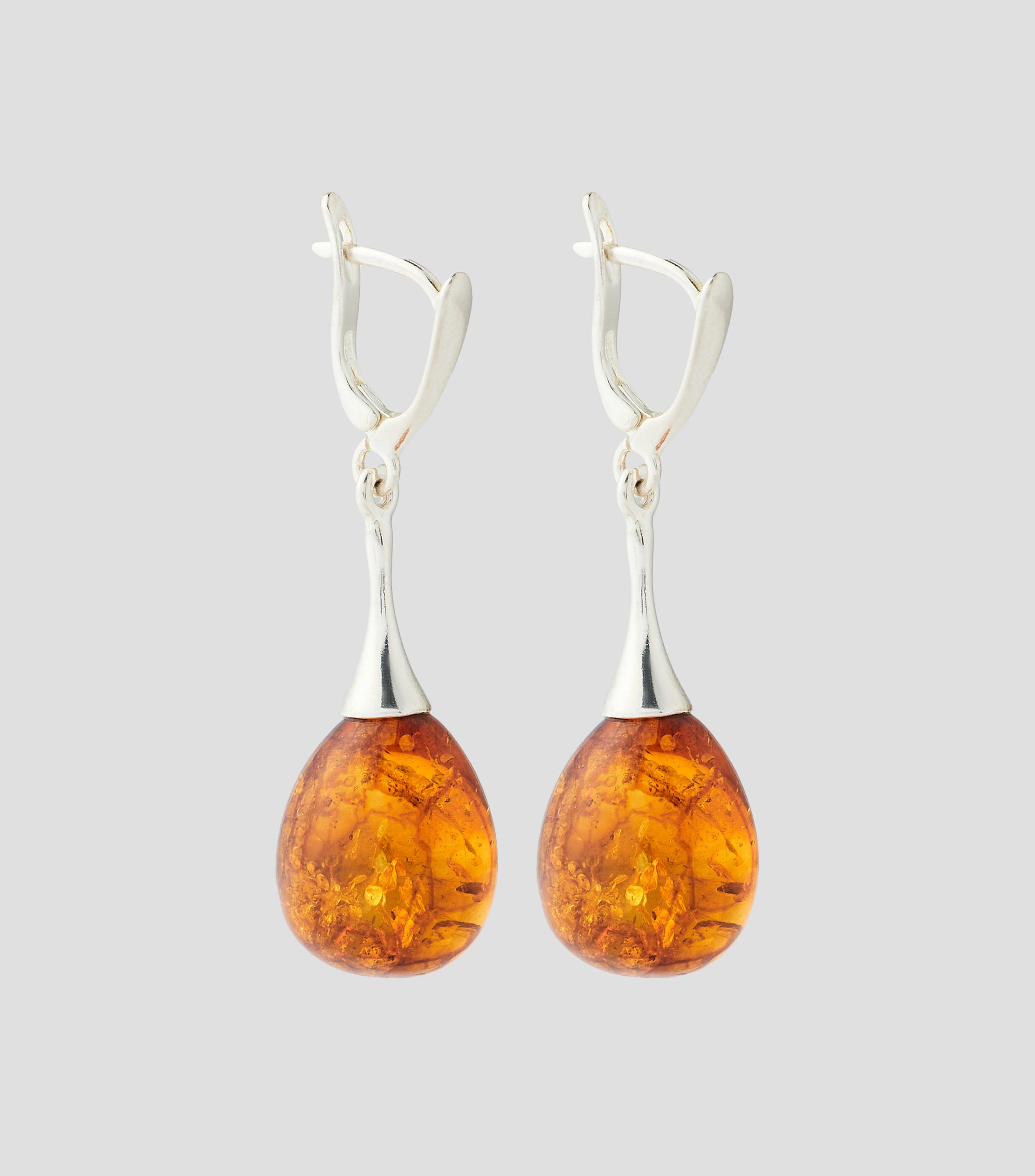 Aretes en Plata con ámbar báltico Mujer