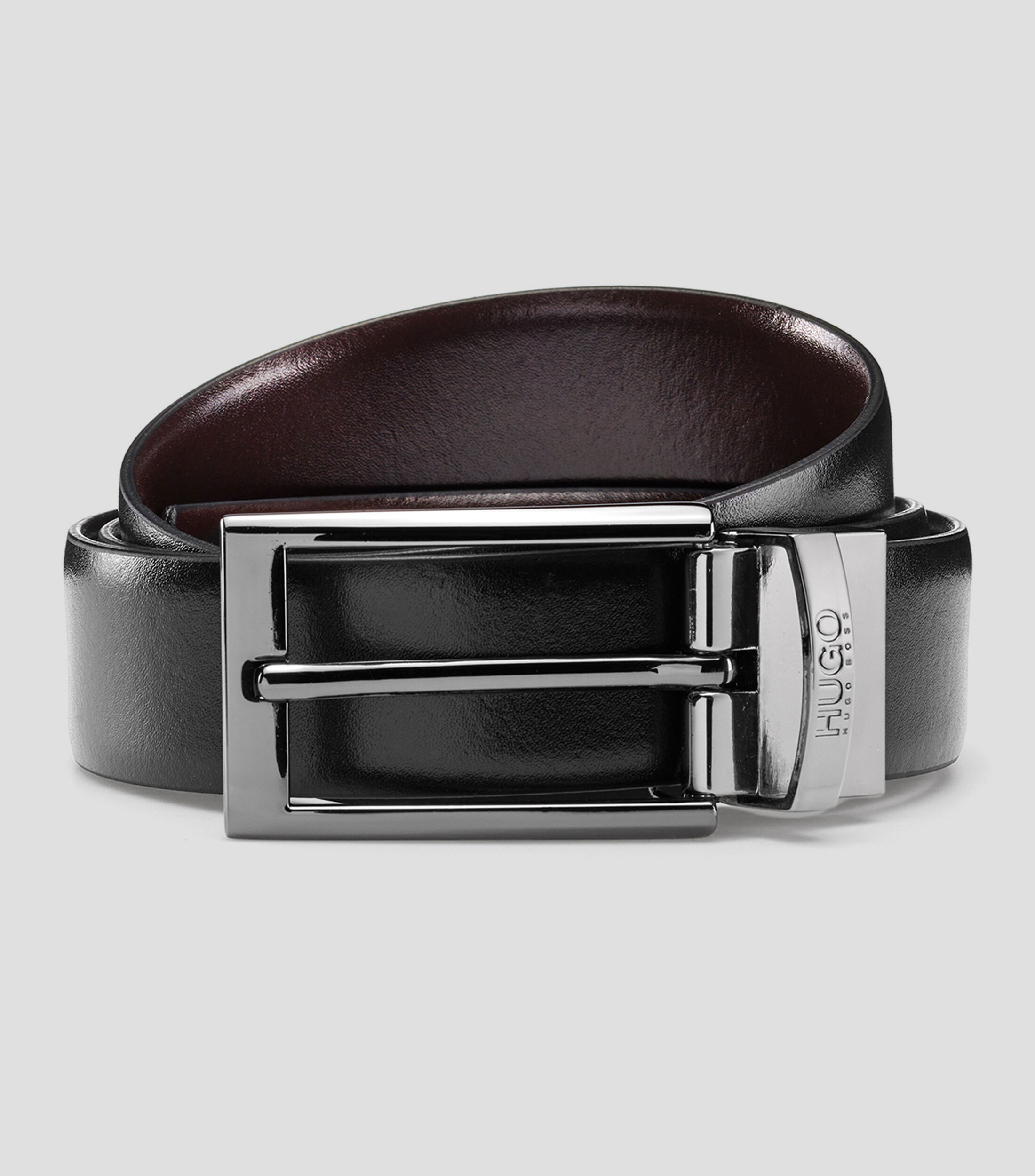 Cinturón HUGO reversible de piel con herrajes de metal pesado pulido Hombre