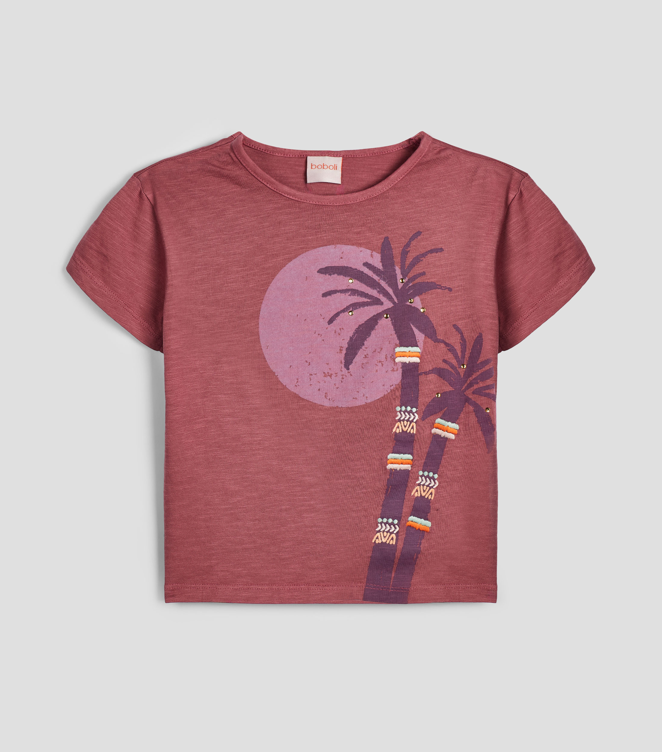 Playera cuello redondo manga corta estampada Niña