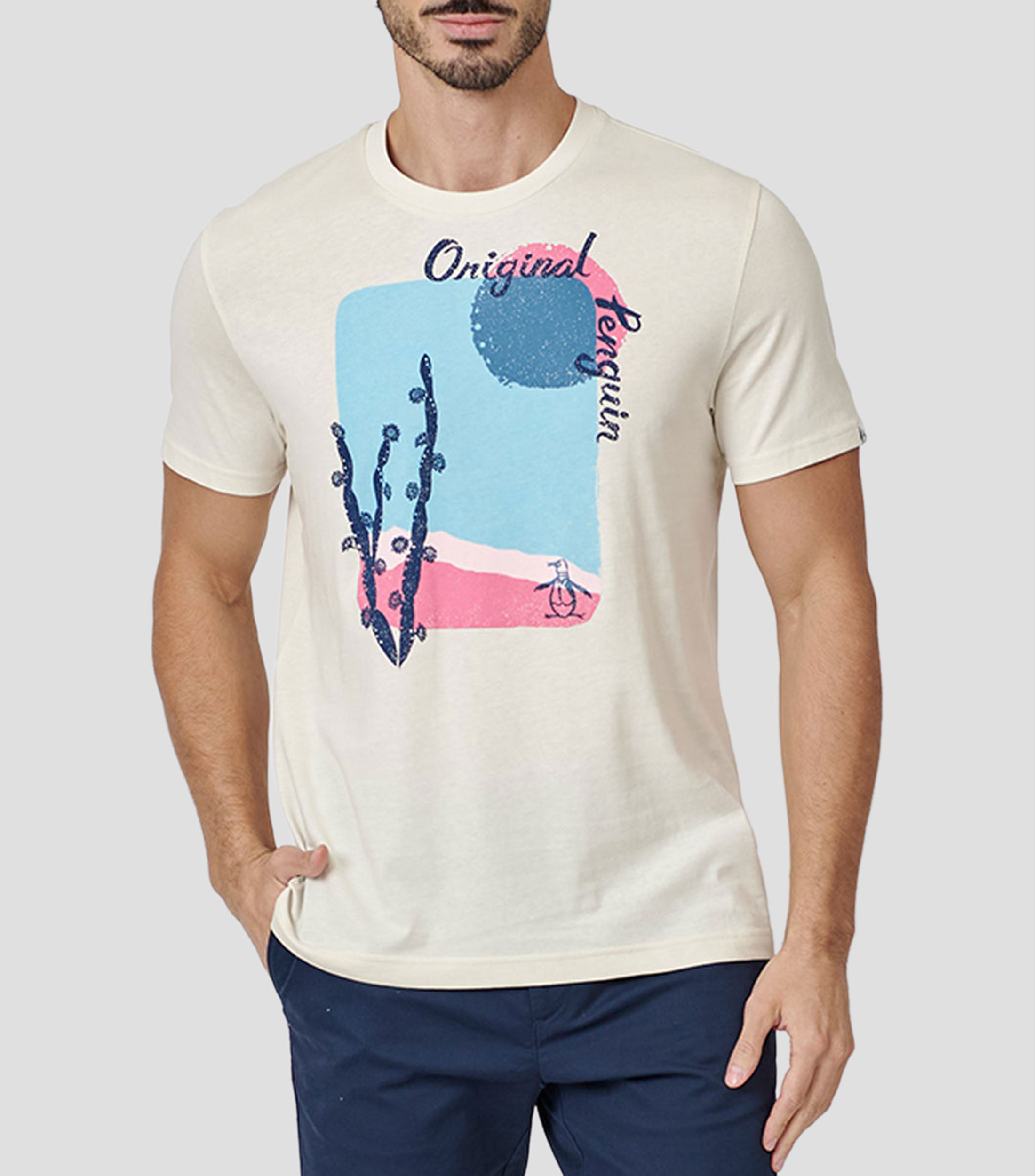 Playera cuello redondo manga corta estampada Hombre