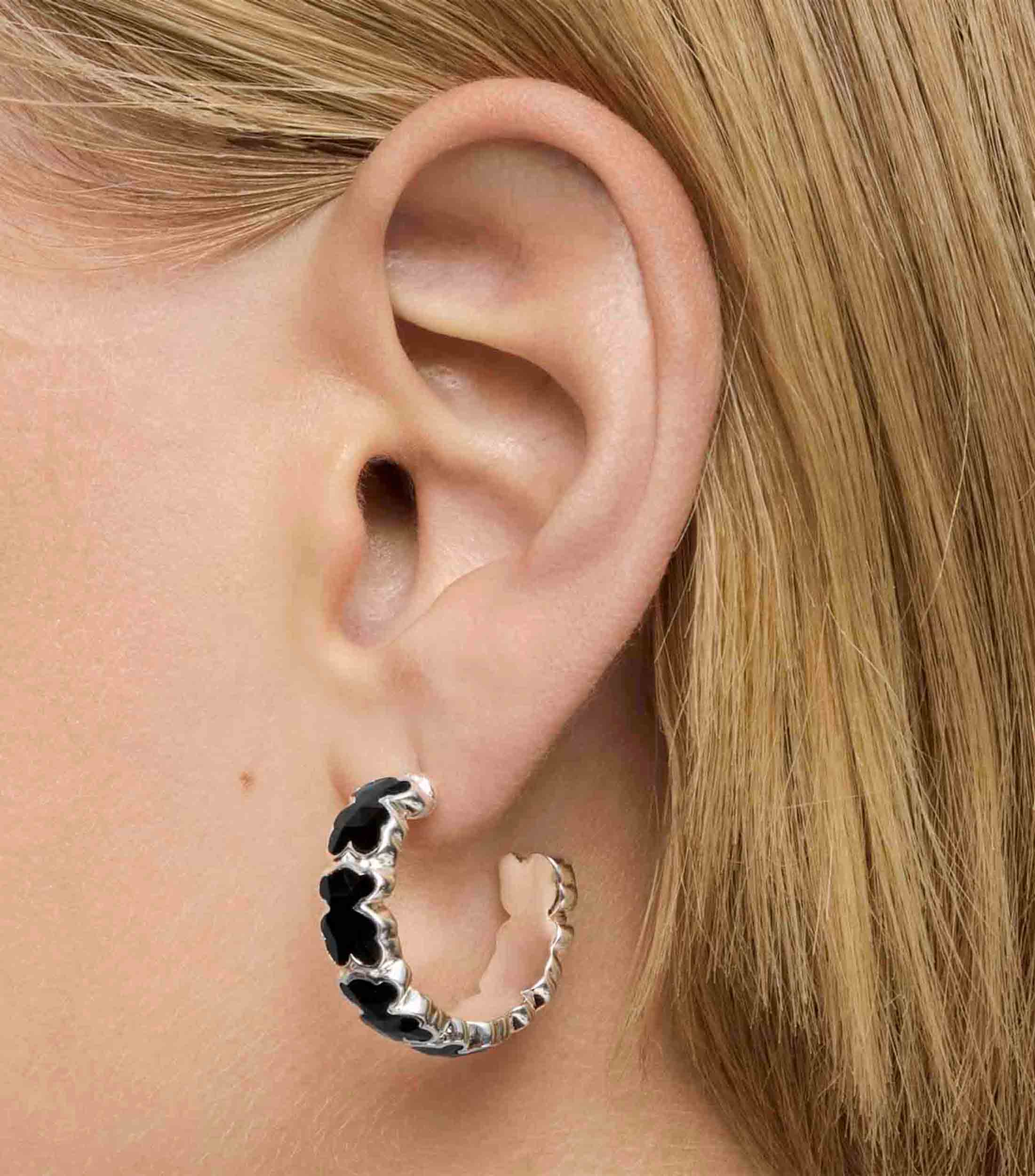 Aretes en plata .925 icon Color con onix Mujer