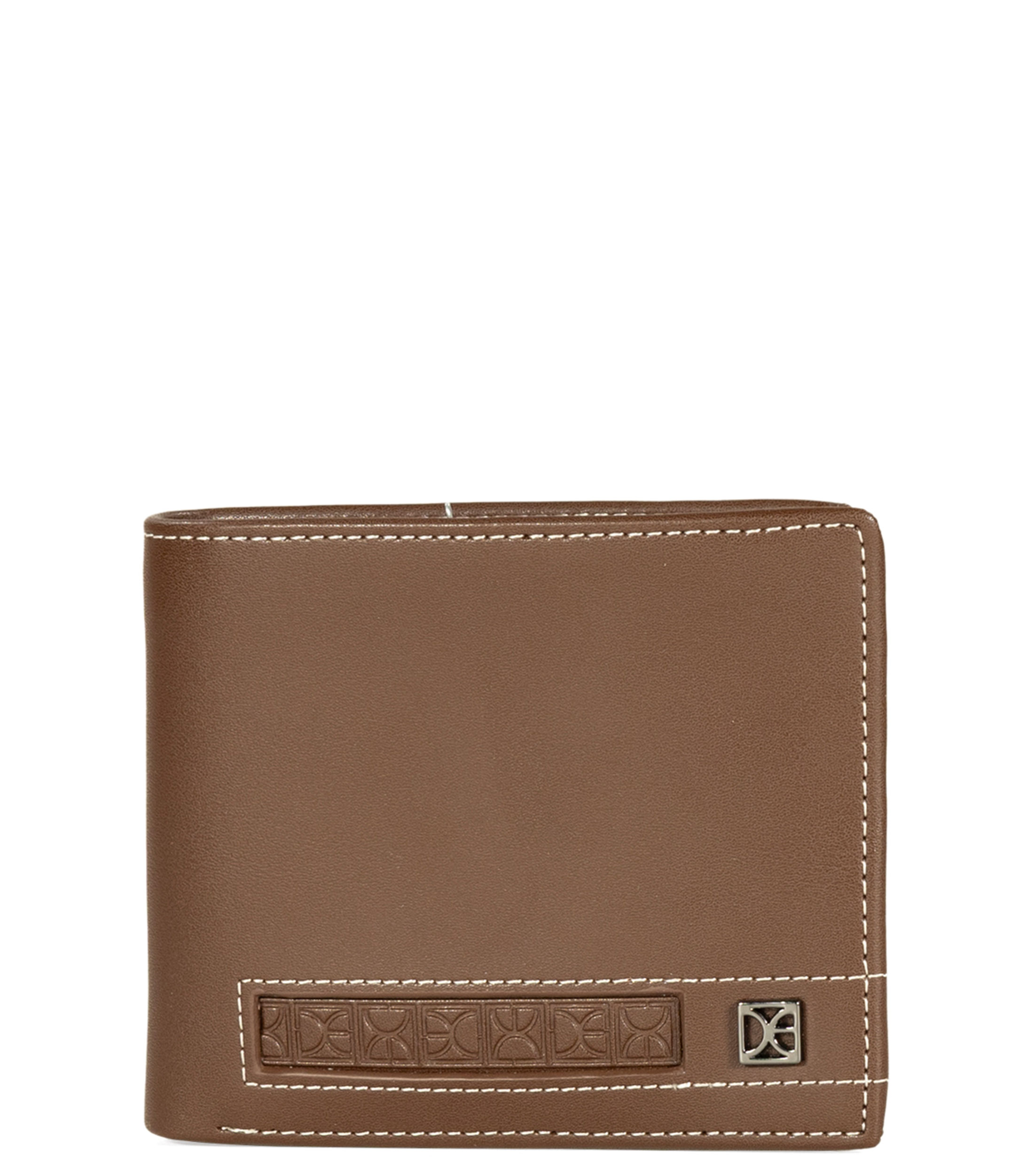 Cartera bifold café en piel lisa Hombre