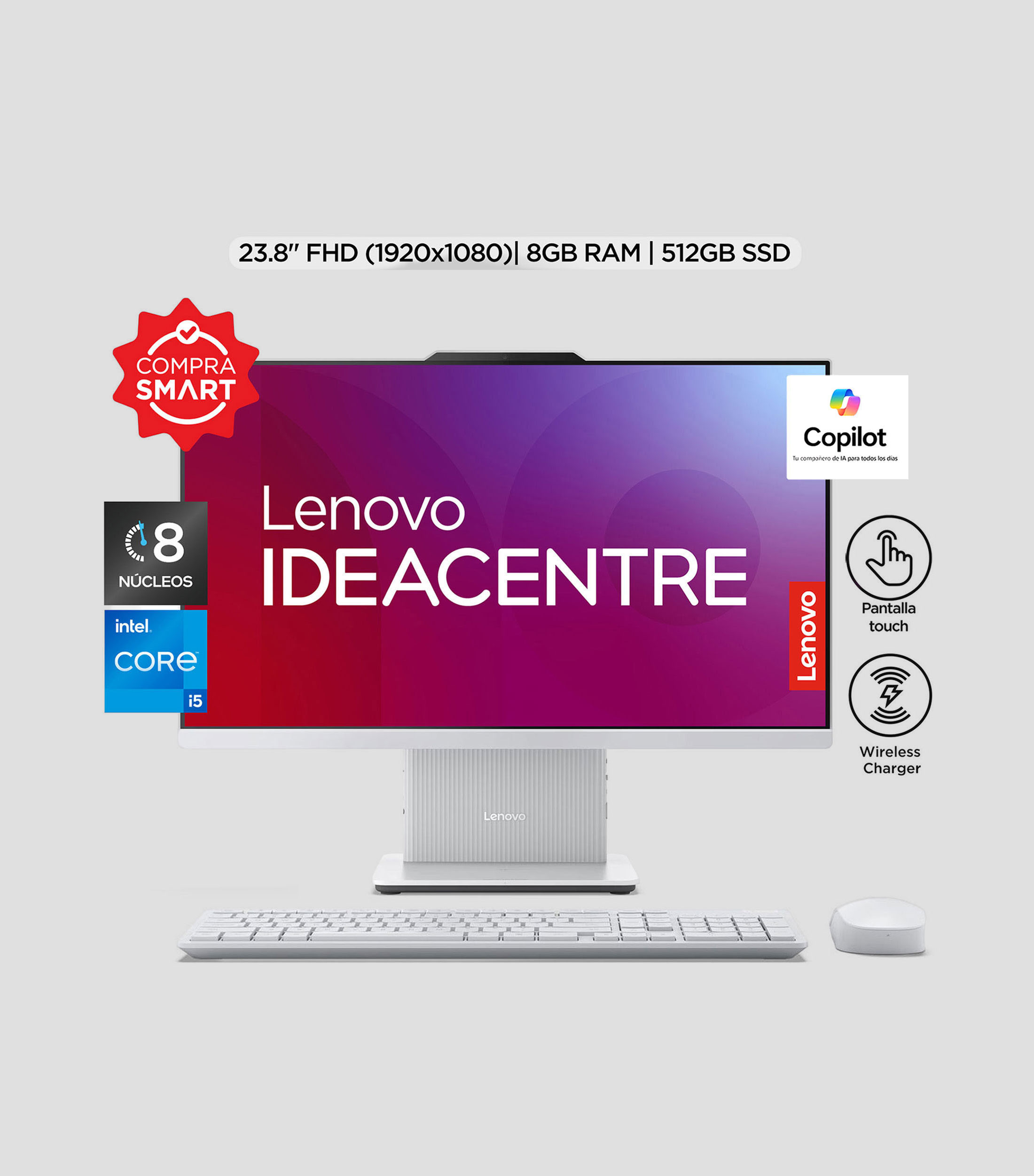 All in one Lenovo IdeaCentre, 23.8", Touch, Intel Core i5-13420H, RAM 8 GB, 512GB SSD