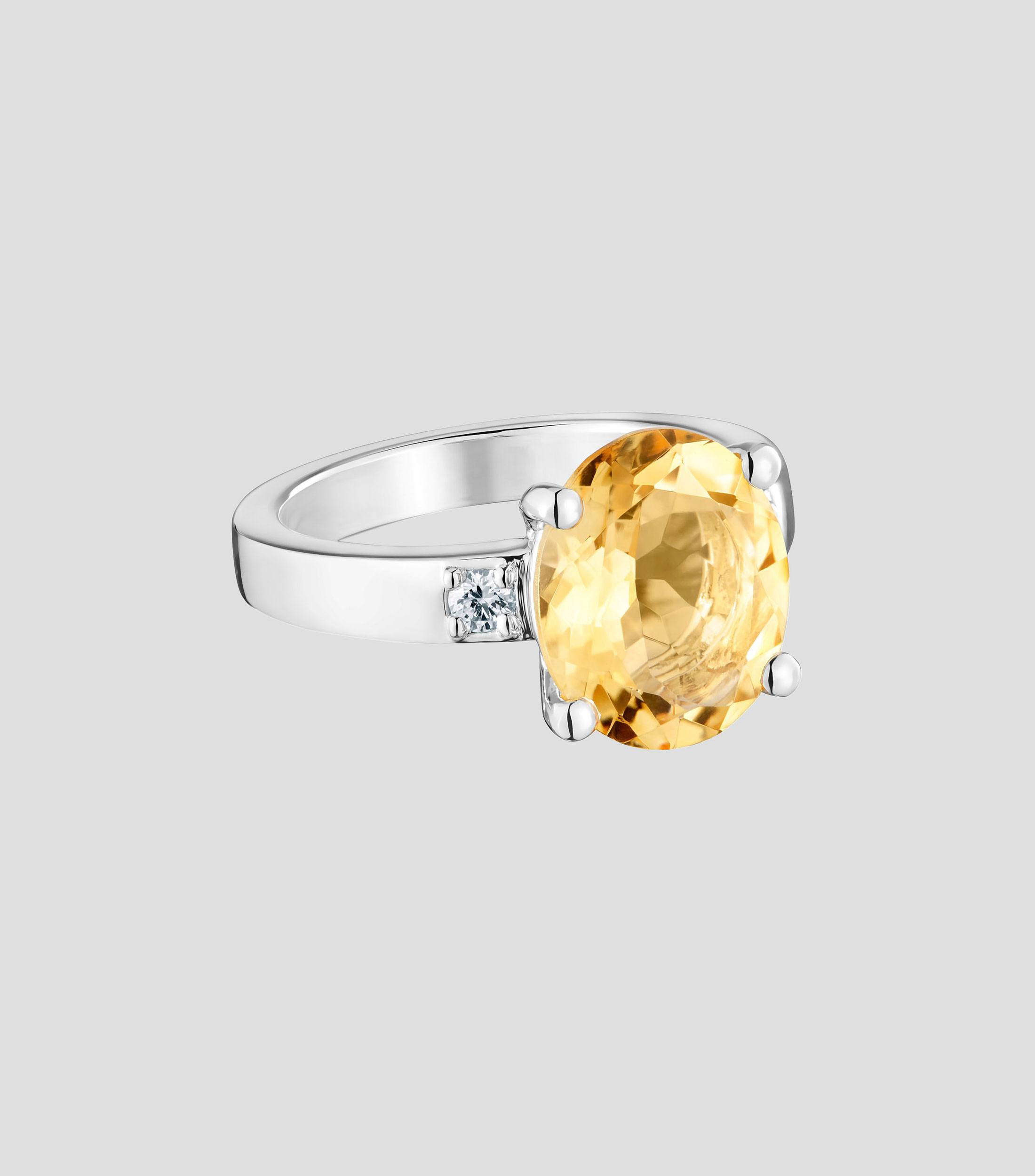 Anillo en plata con diamantes y citrino Basic Colors Mujer
