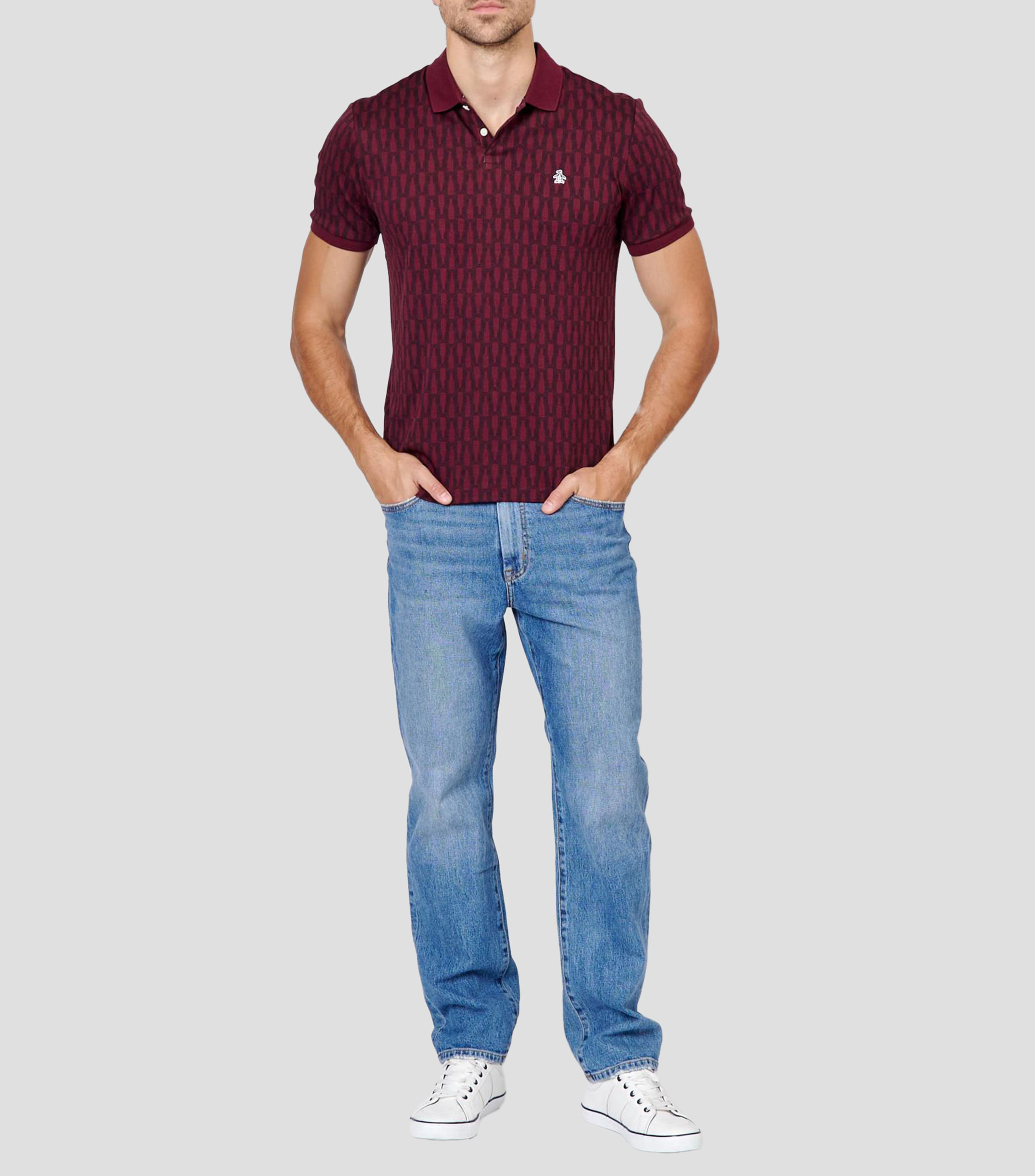 Playera tipo polo manga corta estampado Hombre