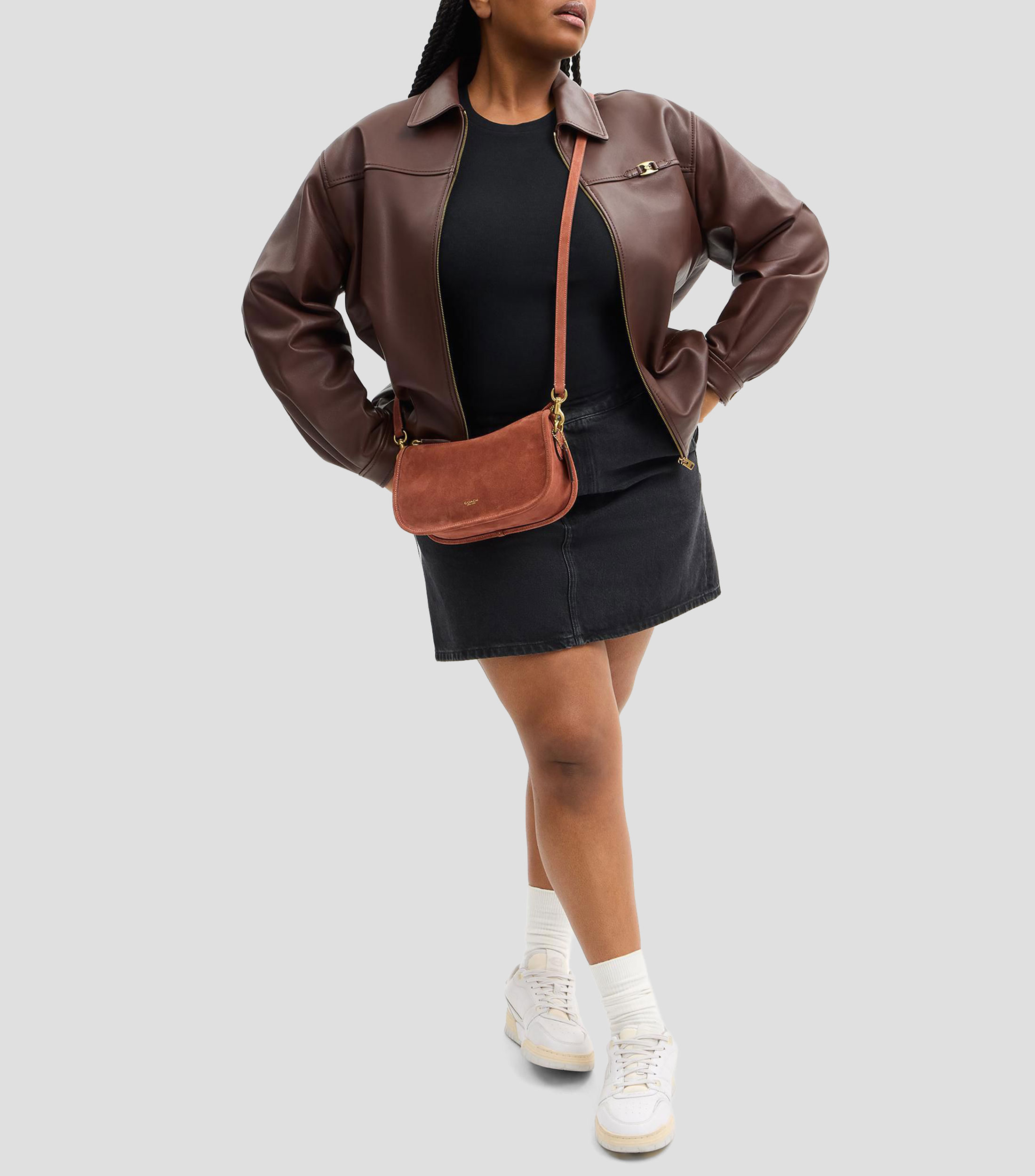 Bolsa shoulder en cuero Waverly lisa Mujer
