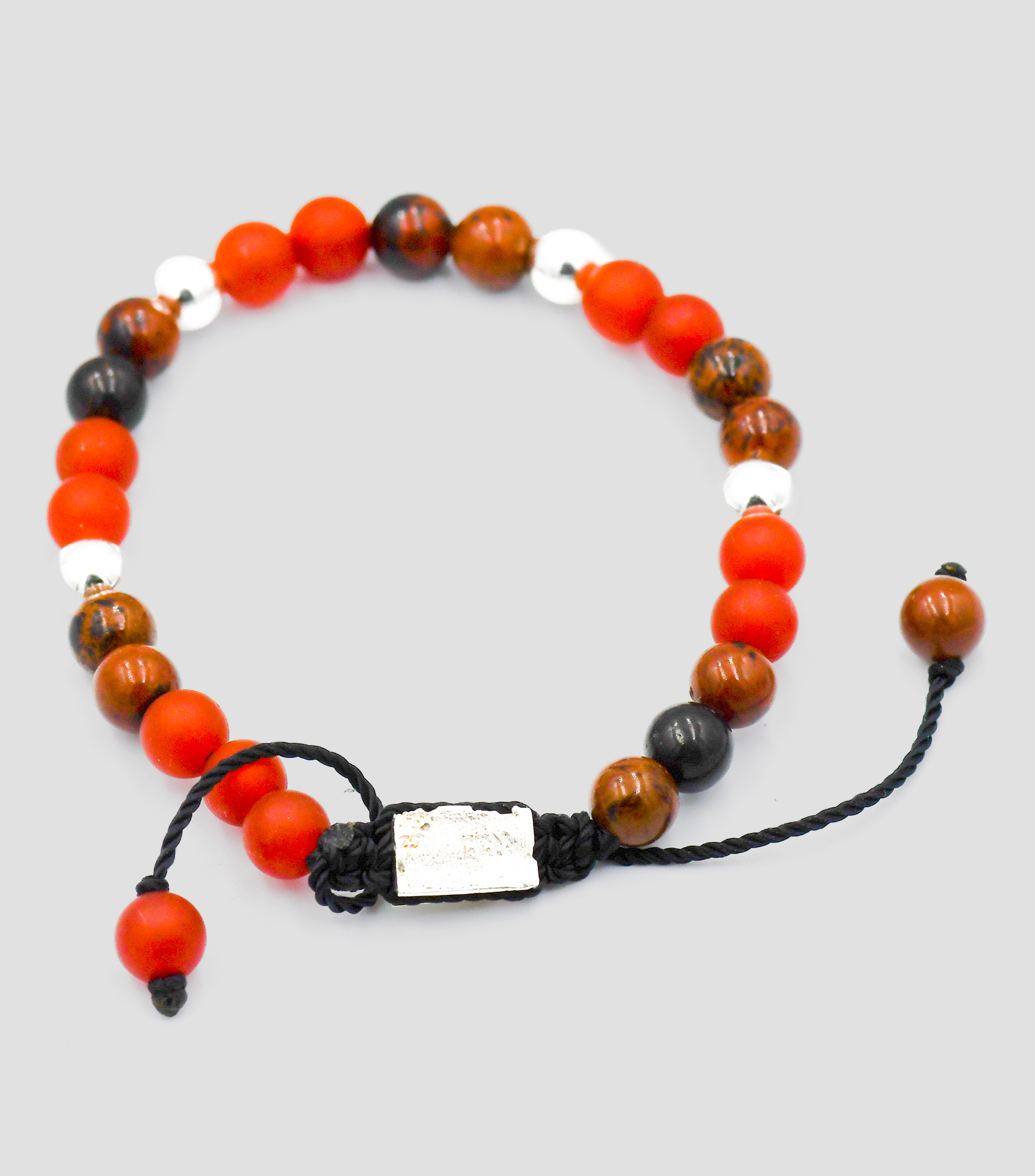 Pulsera Coral Matte Brown Obsidian en plata .925 Unisex