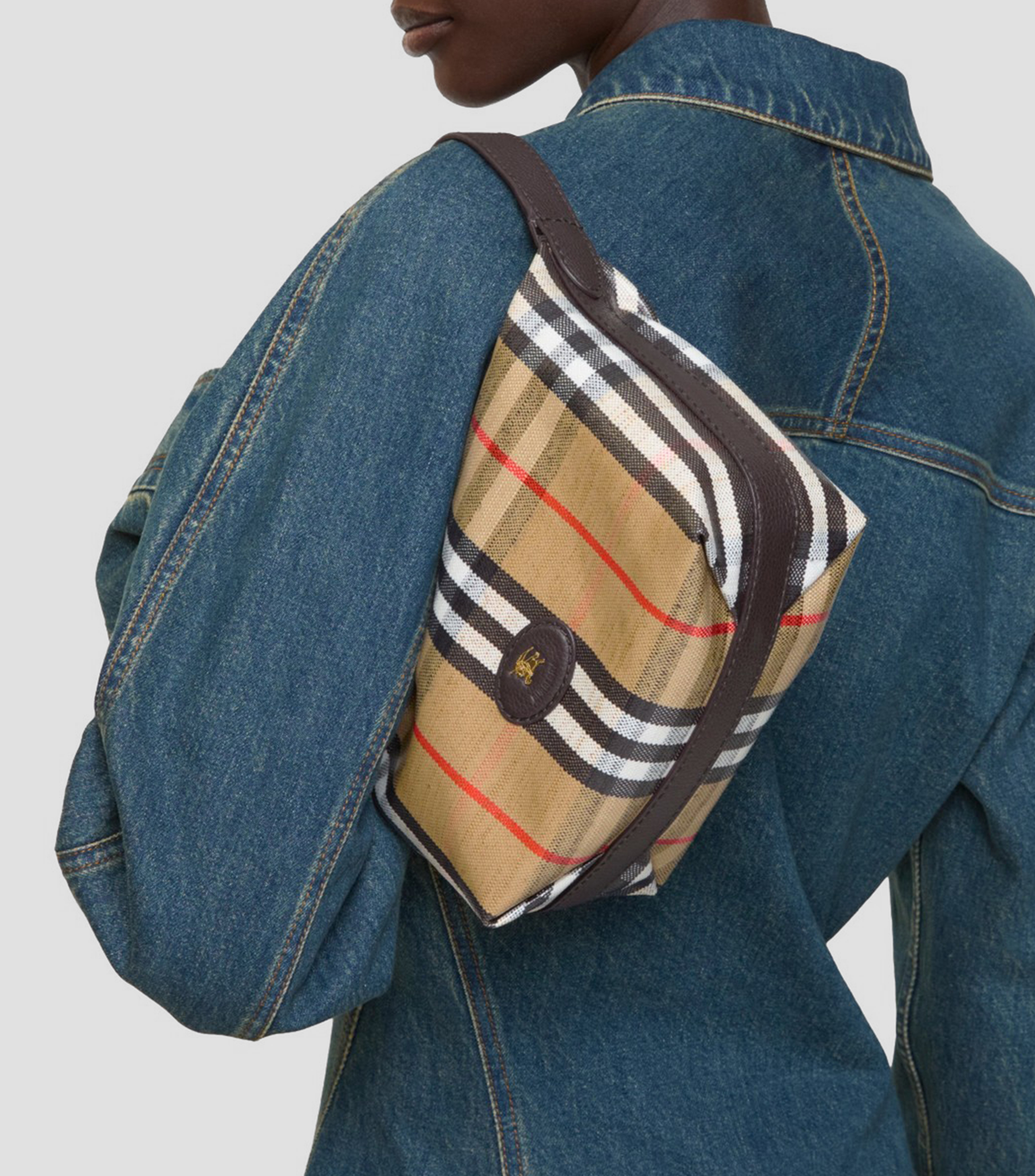 Bolsa shoulder con cuadros Mujer