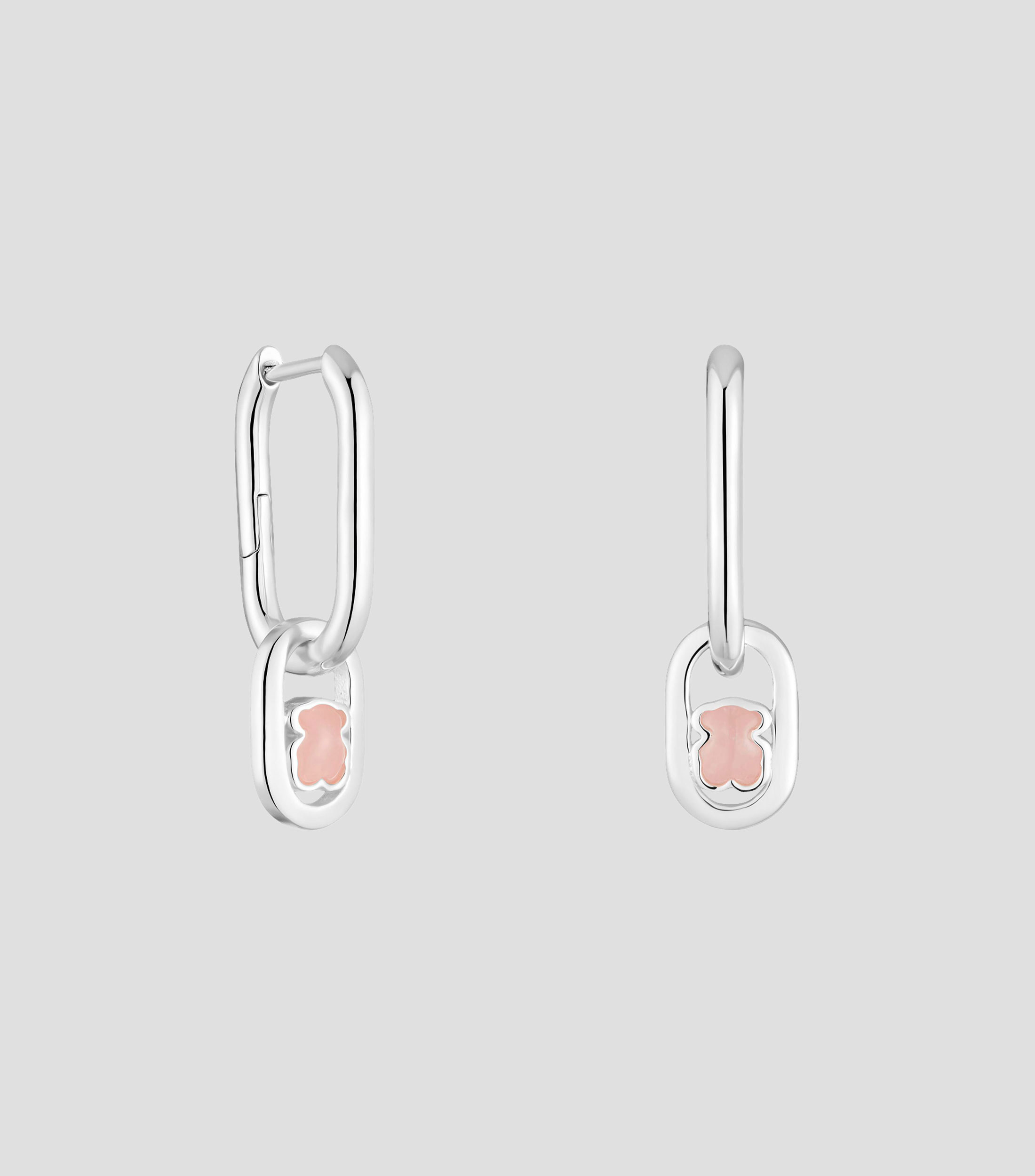 Aretes en plata .925 Camille con cuarzo rosa Mujer